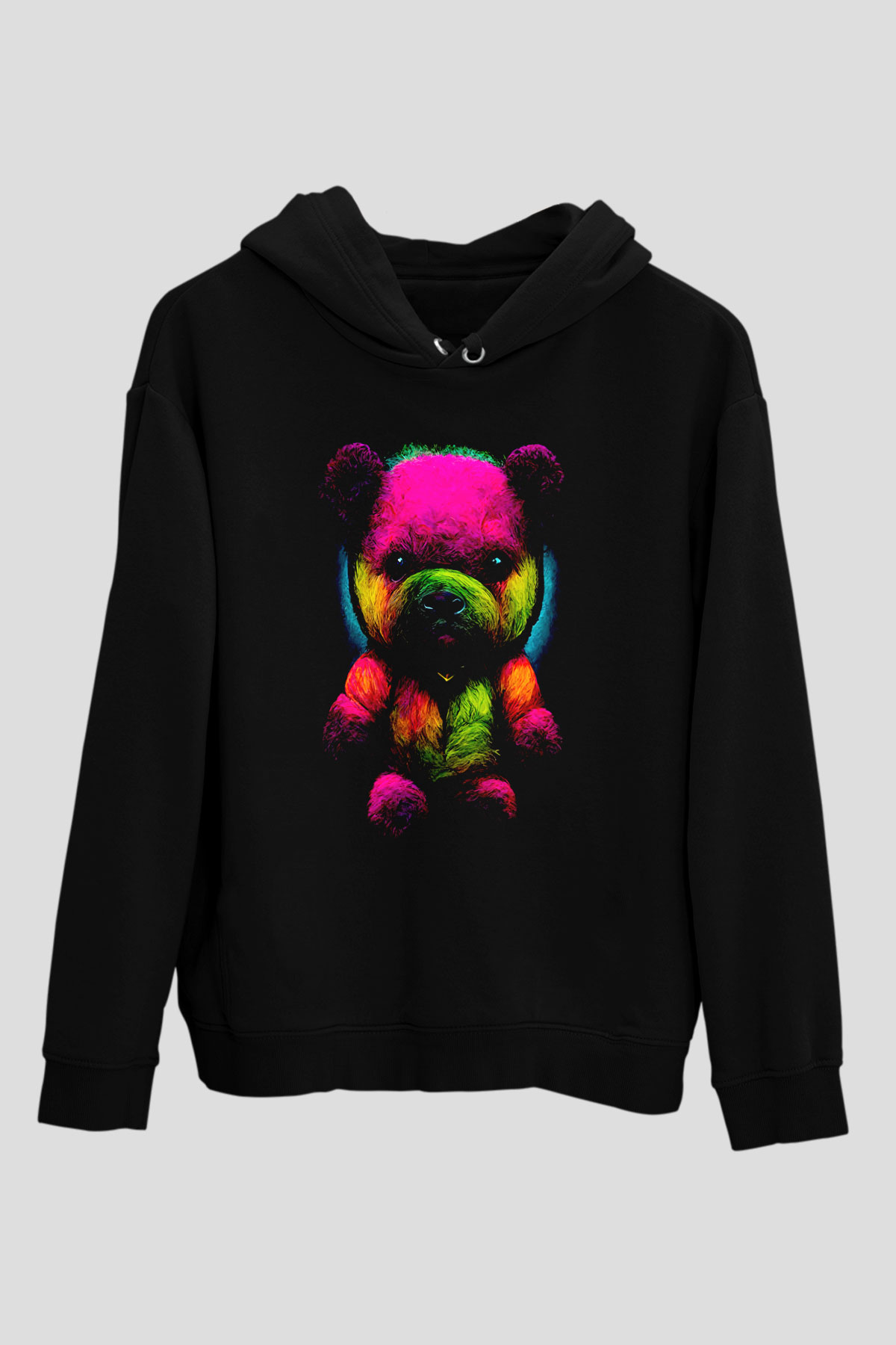Renkli AyıcıkSiyah  Unisex Hoodie