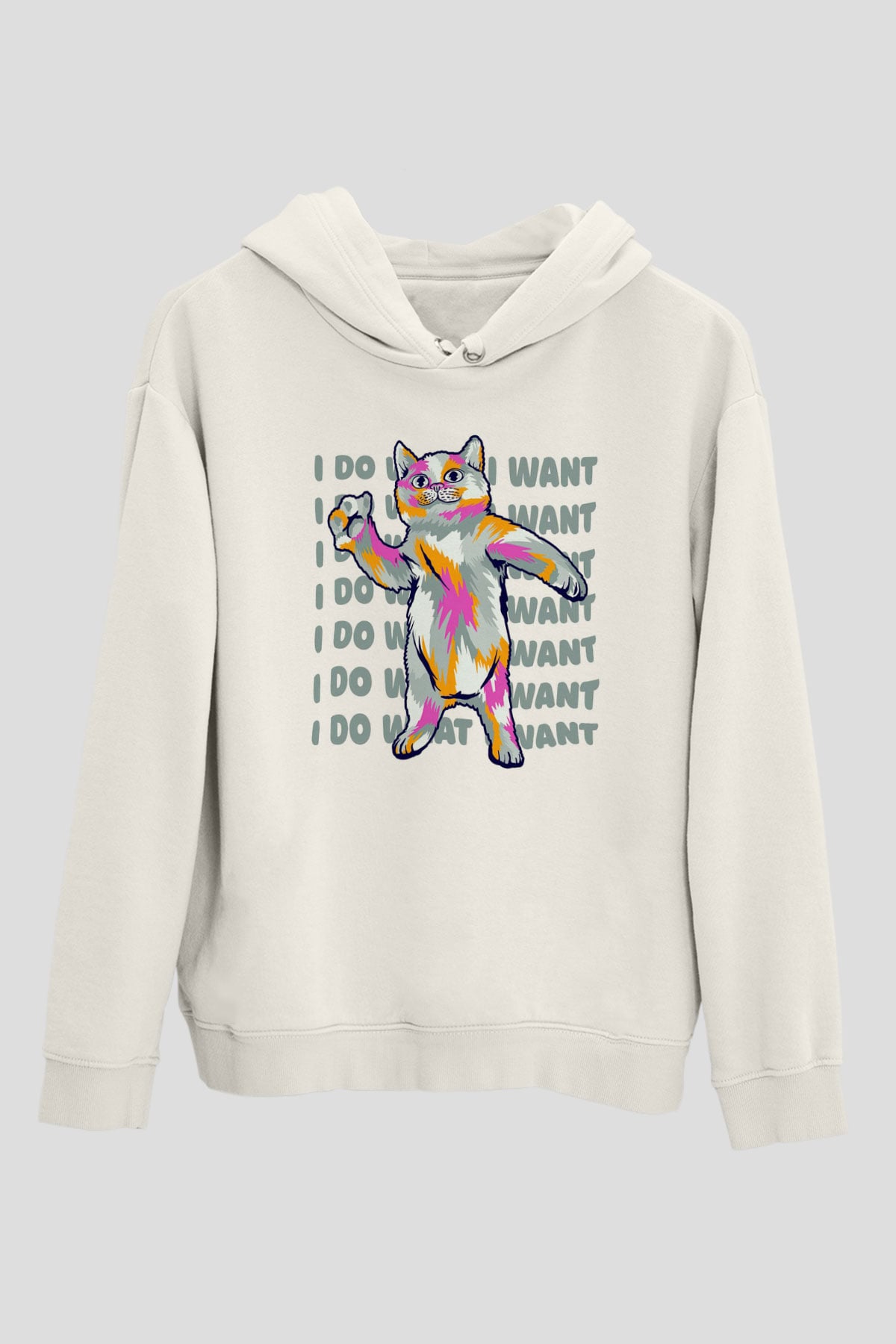 Renkli KediBeyaz  Unisex Hoodie