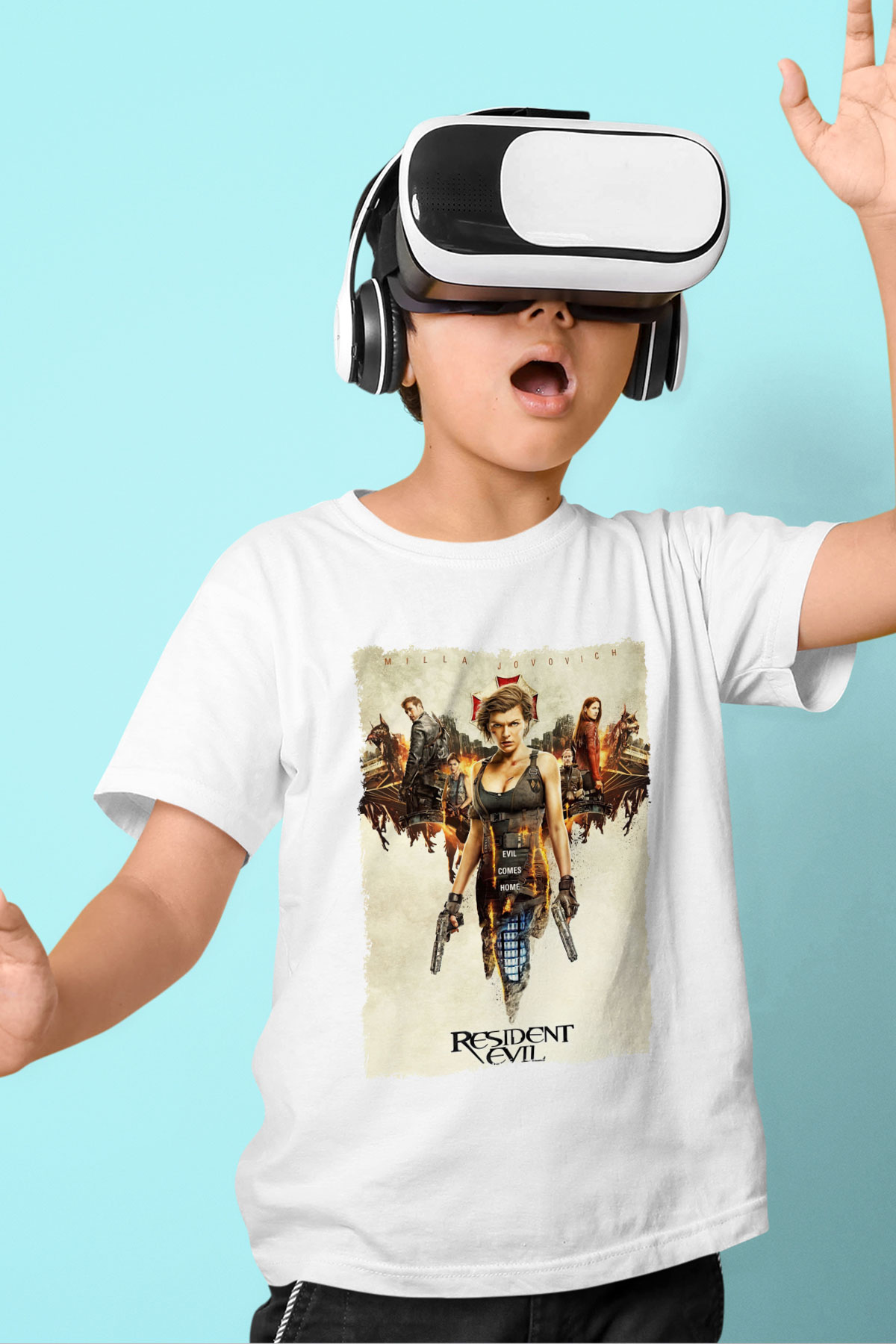 Resident Evil Beyaz Unisex Çocuk Tişört