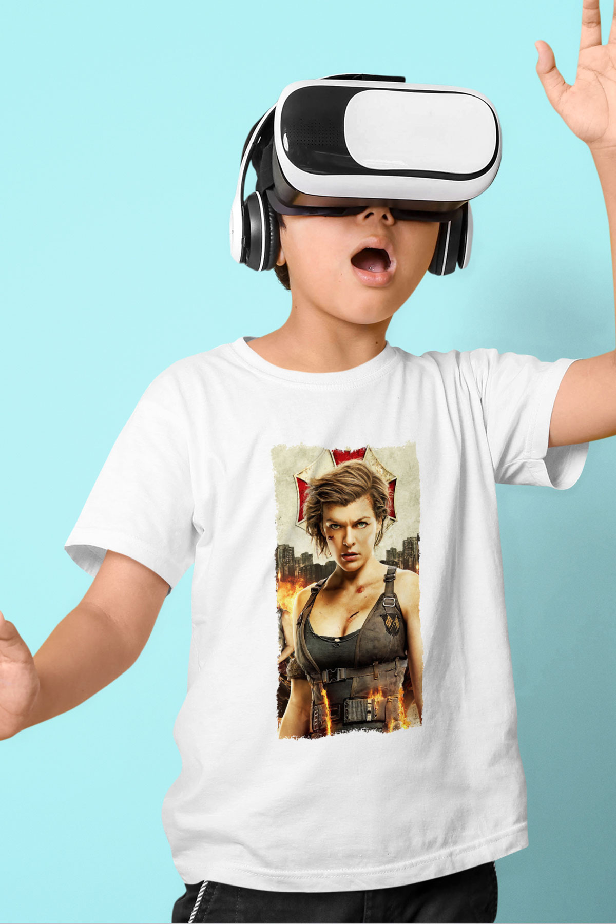 Resident Evil Beyaz Unisex Çocuk Tişört