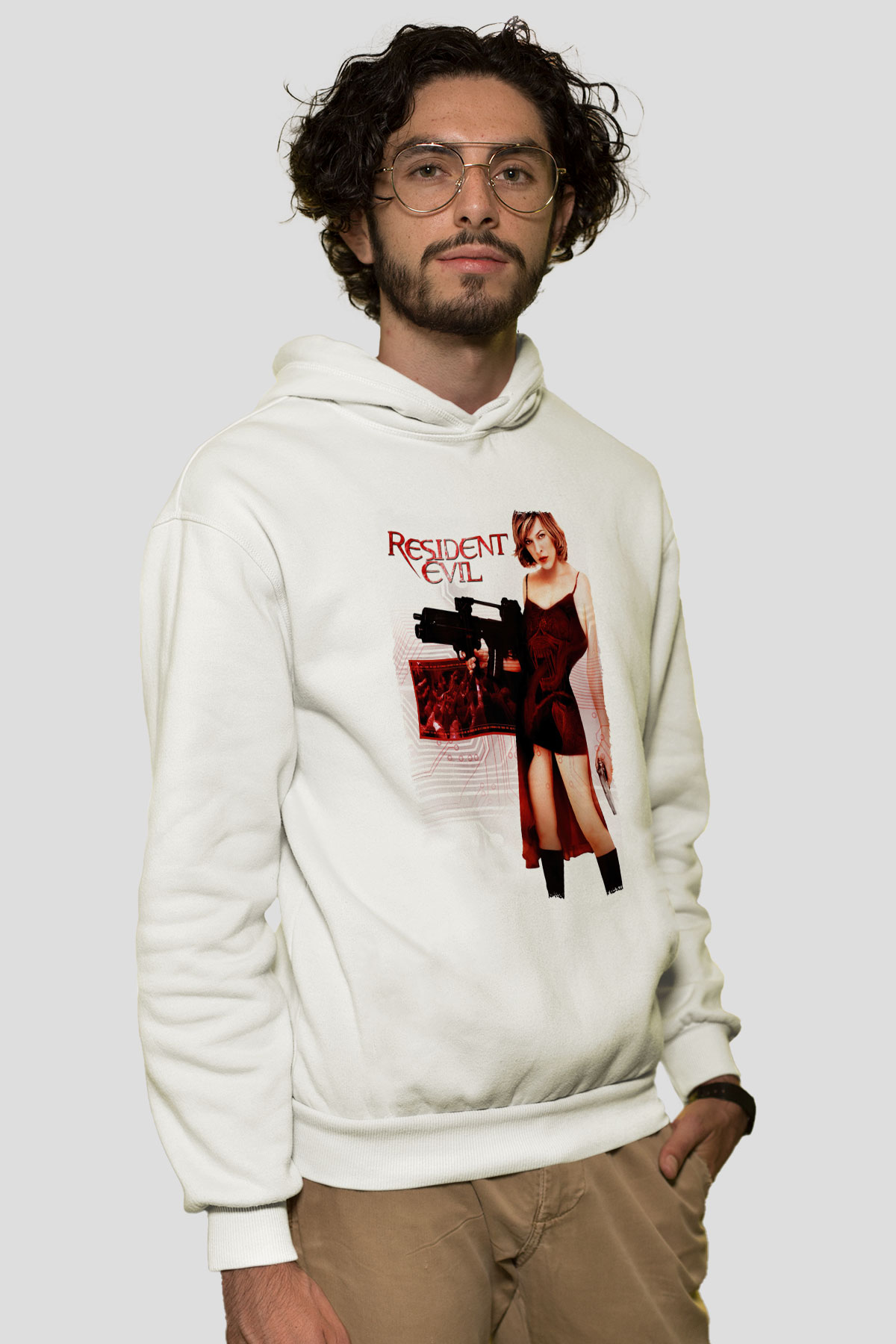 Resident Evil Beyaz Unisex Hoodie