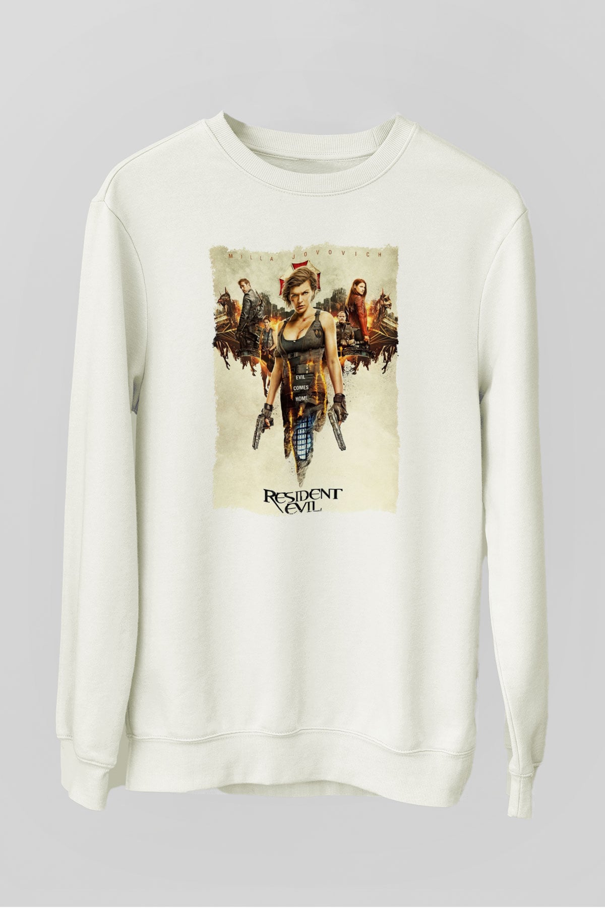 Resident Evil Beyaz Unisex Sweatshirt