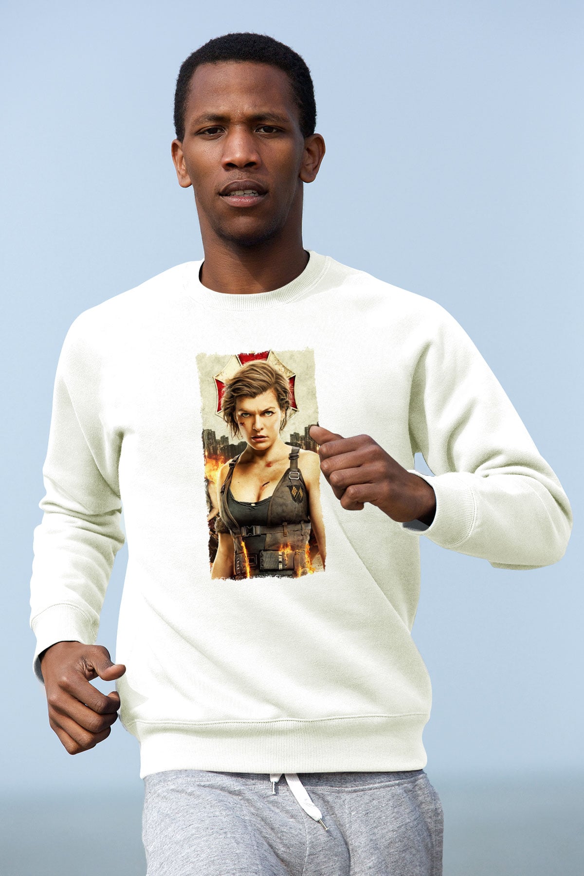 Resident Evil Beyaz Unisex Sweatshirt