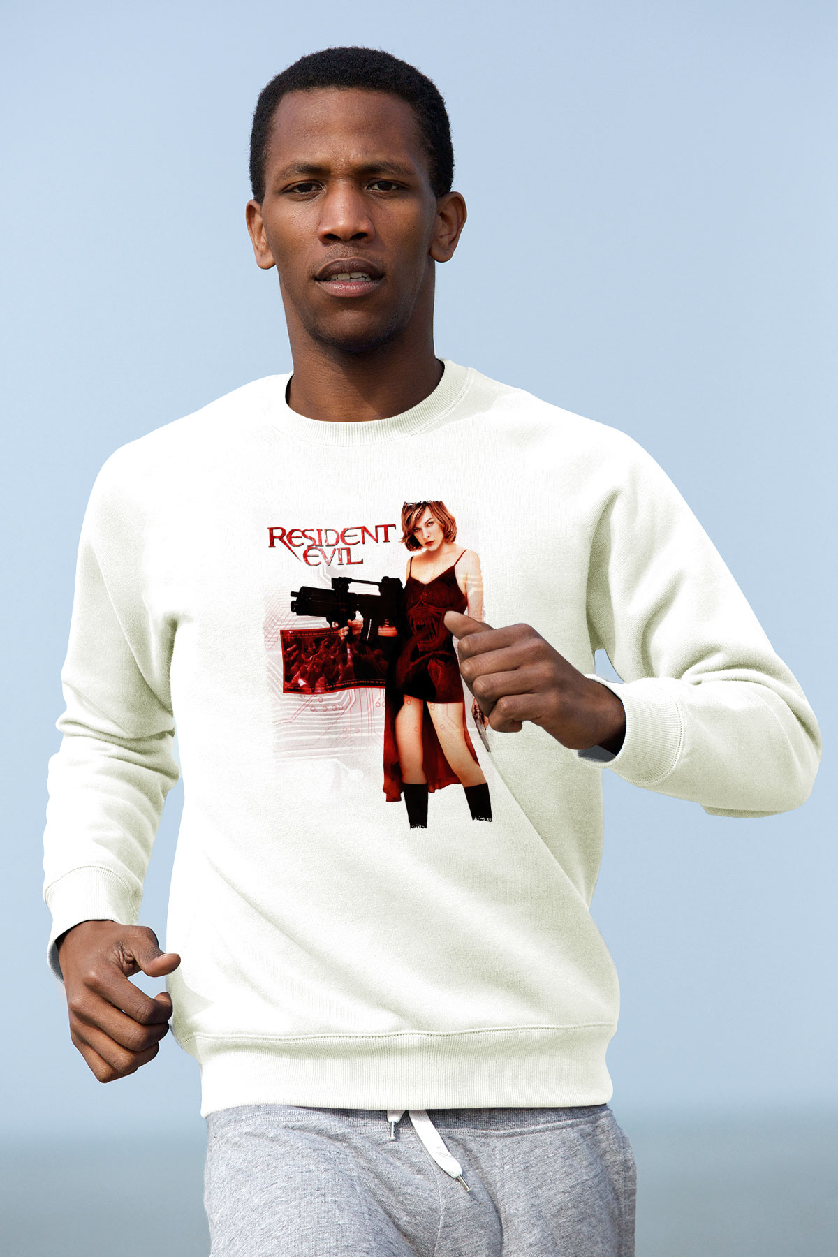 Resident Evil Beyaz Unisex Sweatshirt