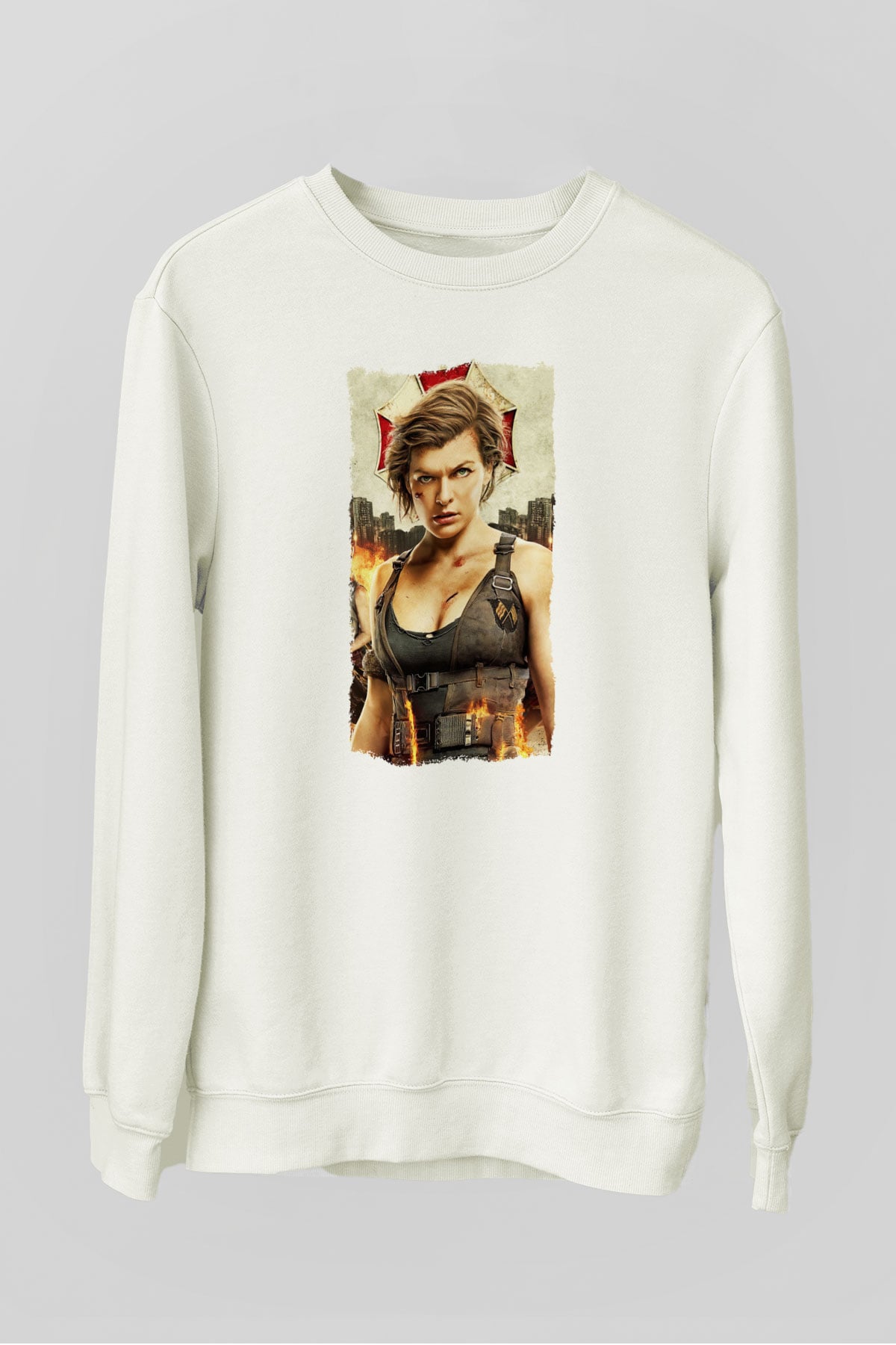 Resident Evil Beyaz Unisex Sweatshirt