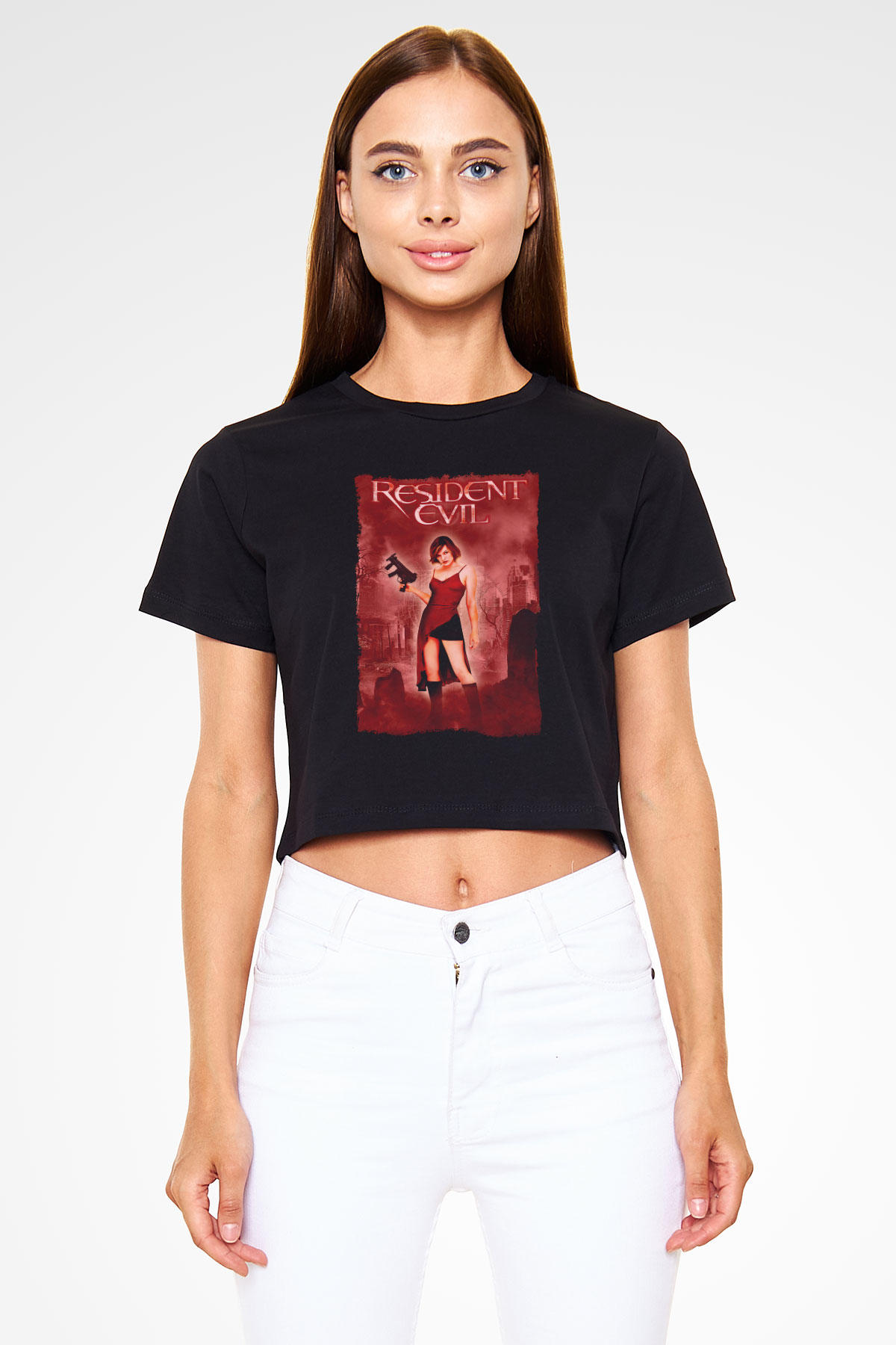 Resident Evil Siyah  Crop Top Tişört