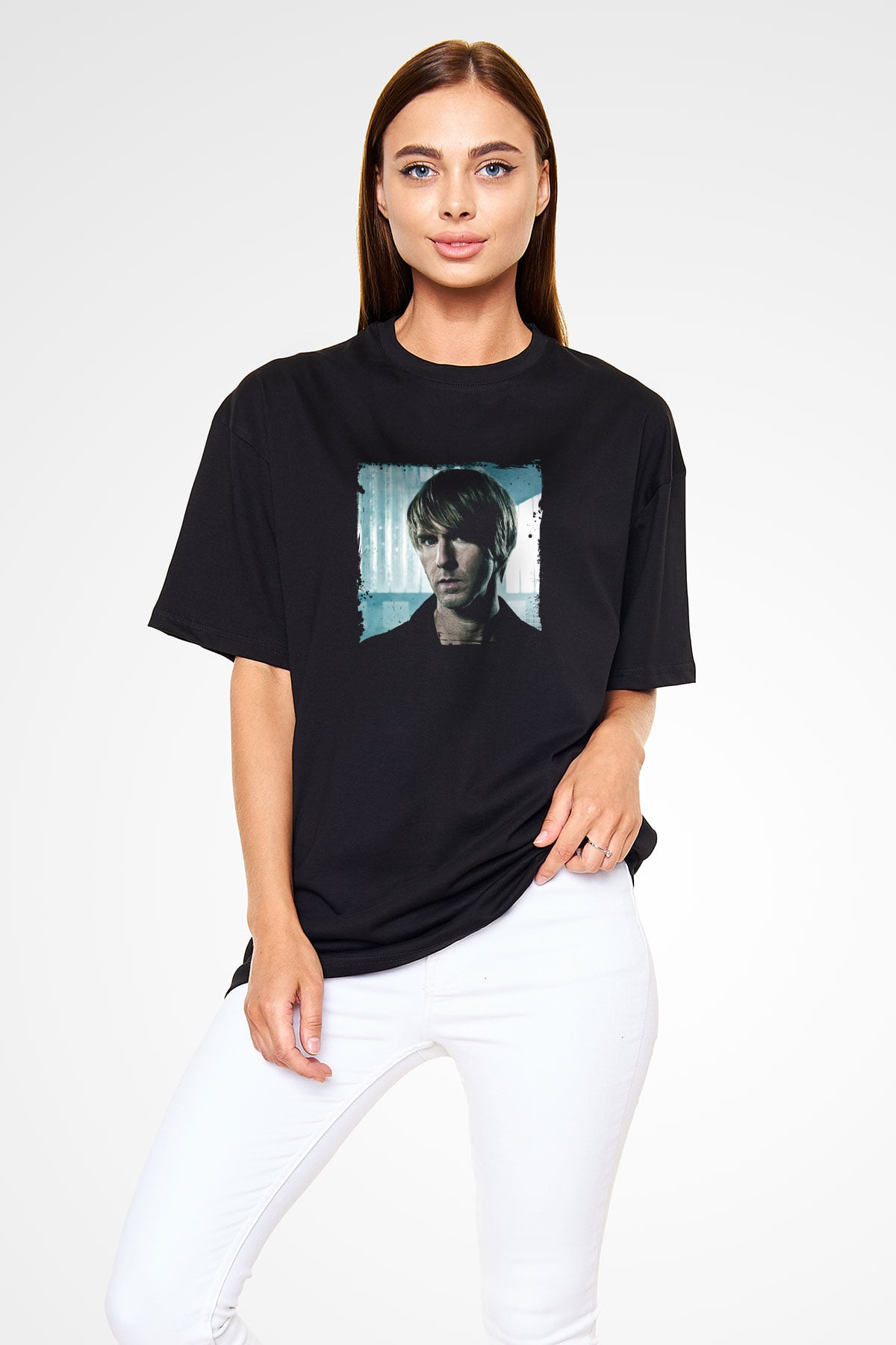 Richie Hawtin Baskılı Unisex Oversize Siyah Tişört