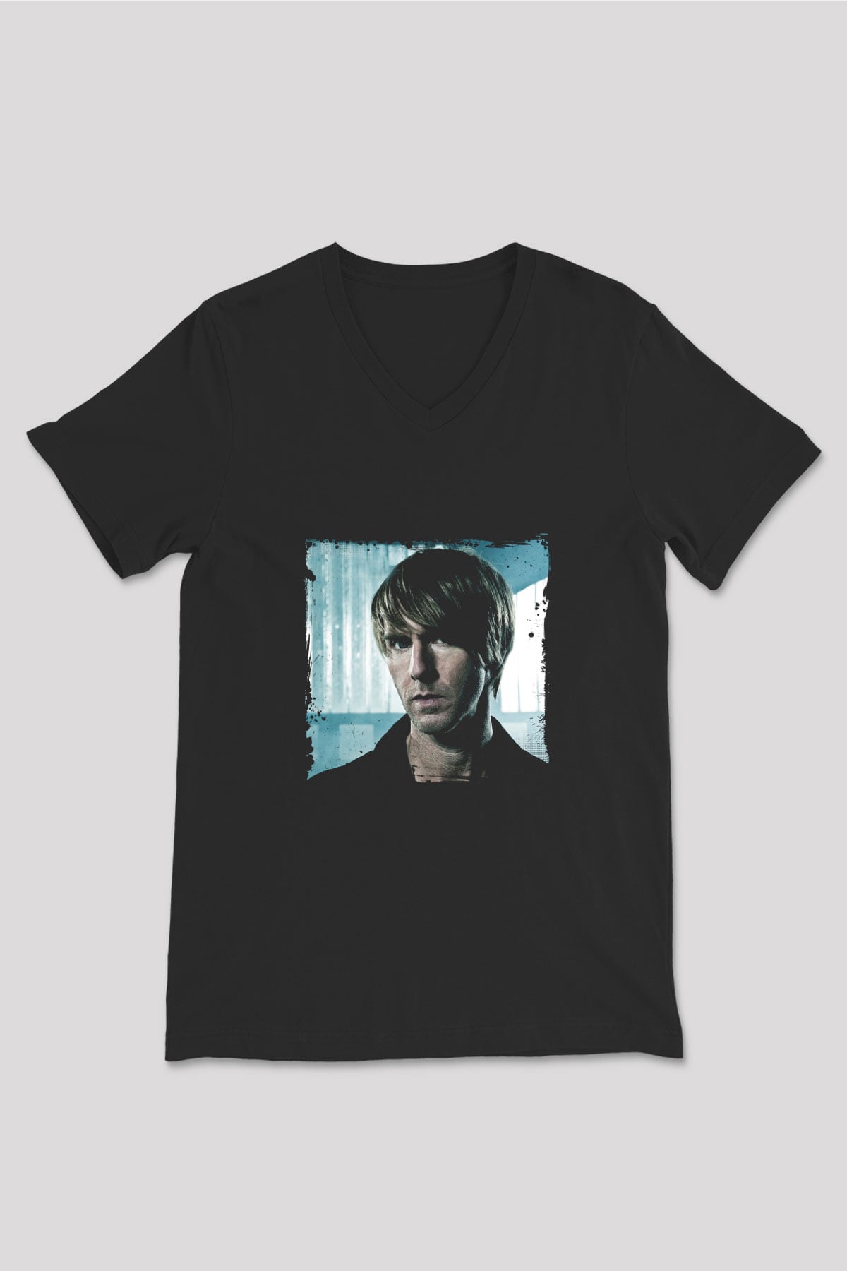 Richie Hawtin Baskılı Unisex Siyah V Yaka Tişört