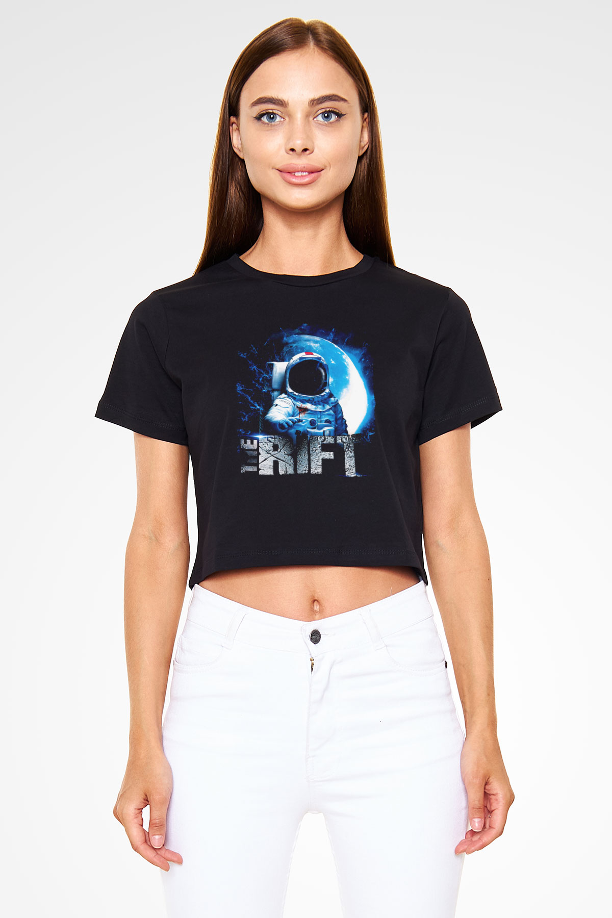 Rift Siyah  Crop Top Tişört