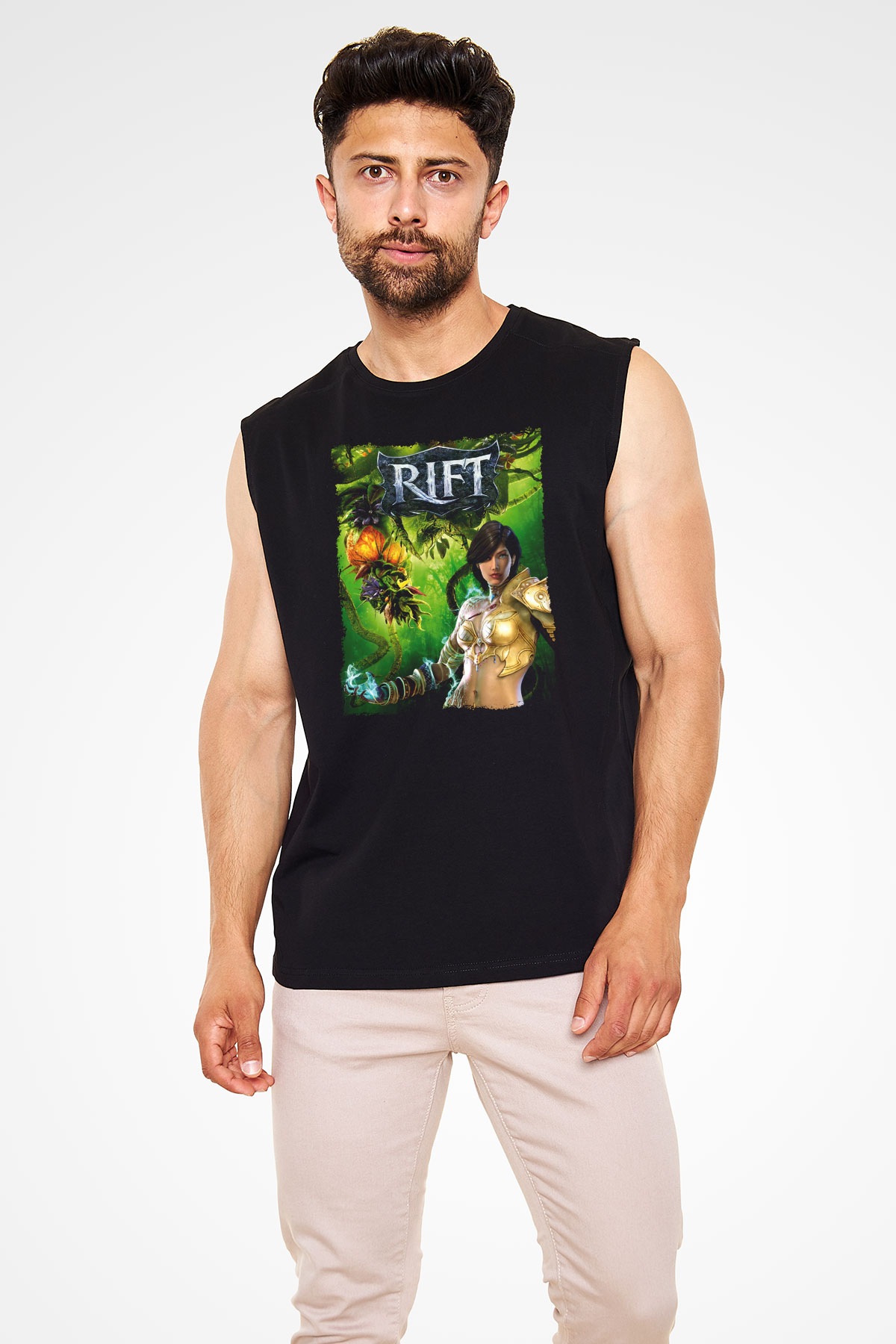 Rift Siyah Unisex Kolsuz Tişört