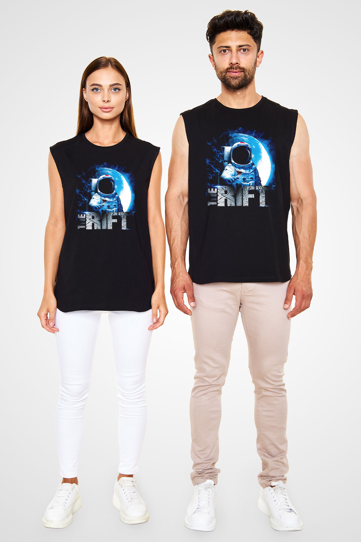 Rift Siyah Unisex Kolsuz Tişört