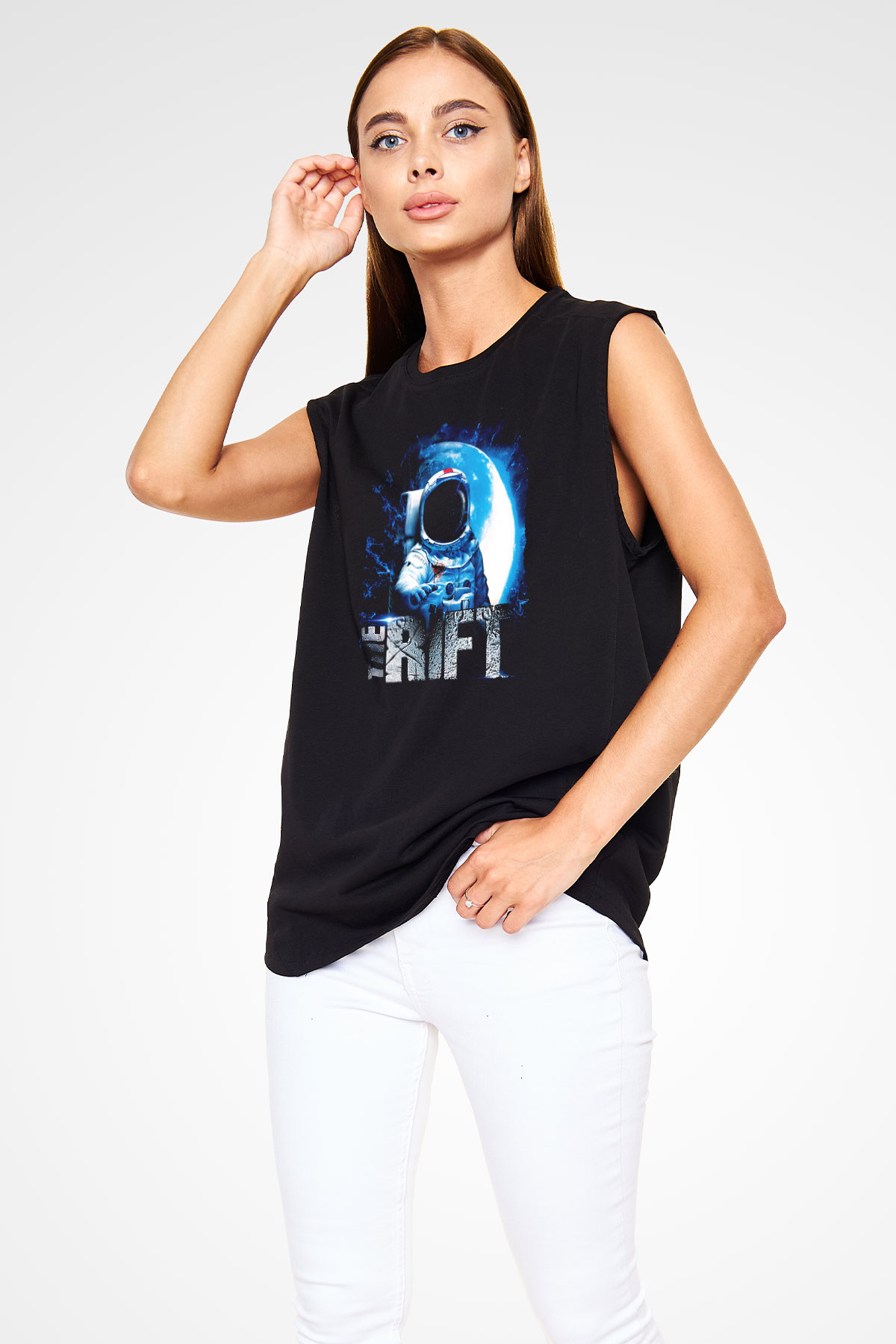 Rift Siyah Unisex Kolsuz Tişört