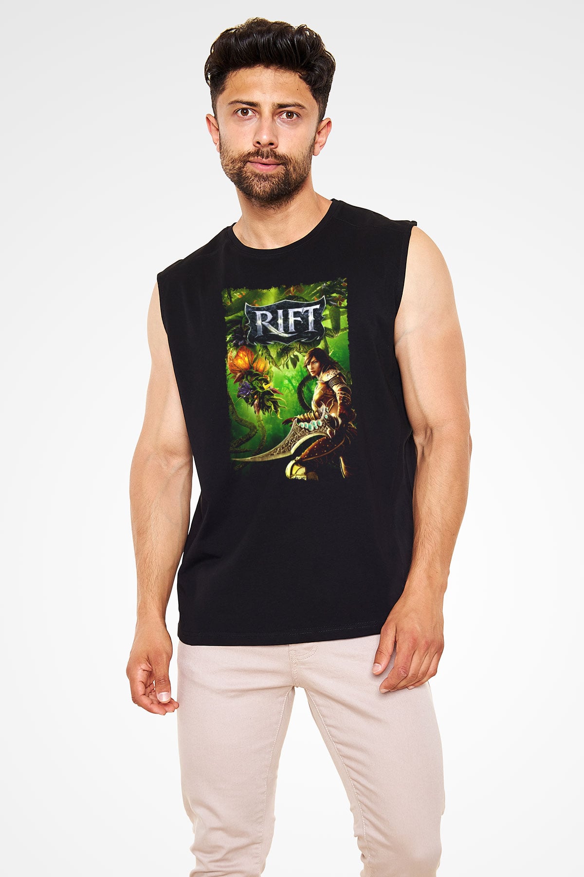 Rift Siyah Unisex Kolsuz Tişört