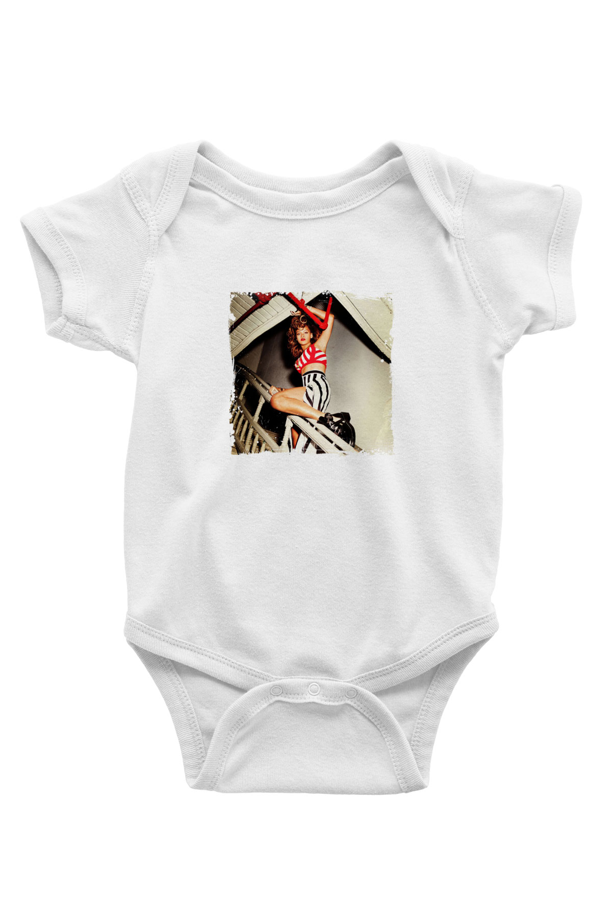 Rihanna Baskılı Unisex Beyaz Bebek Body - Zıbın