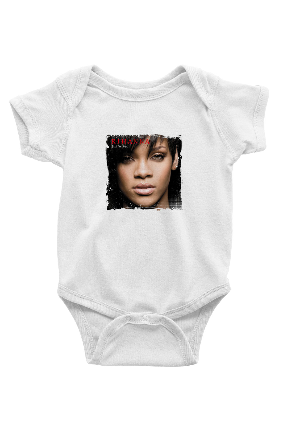 Rihanna Baskılı Unisex Beyaz Bebek Body - Zıbın