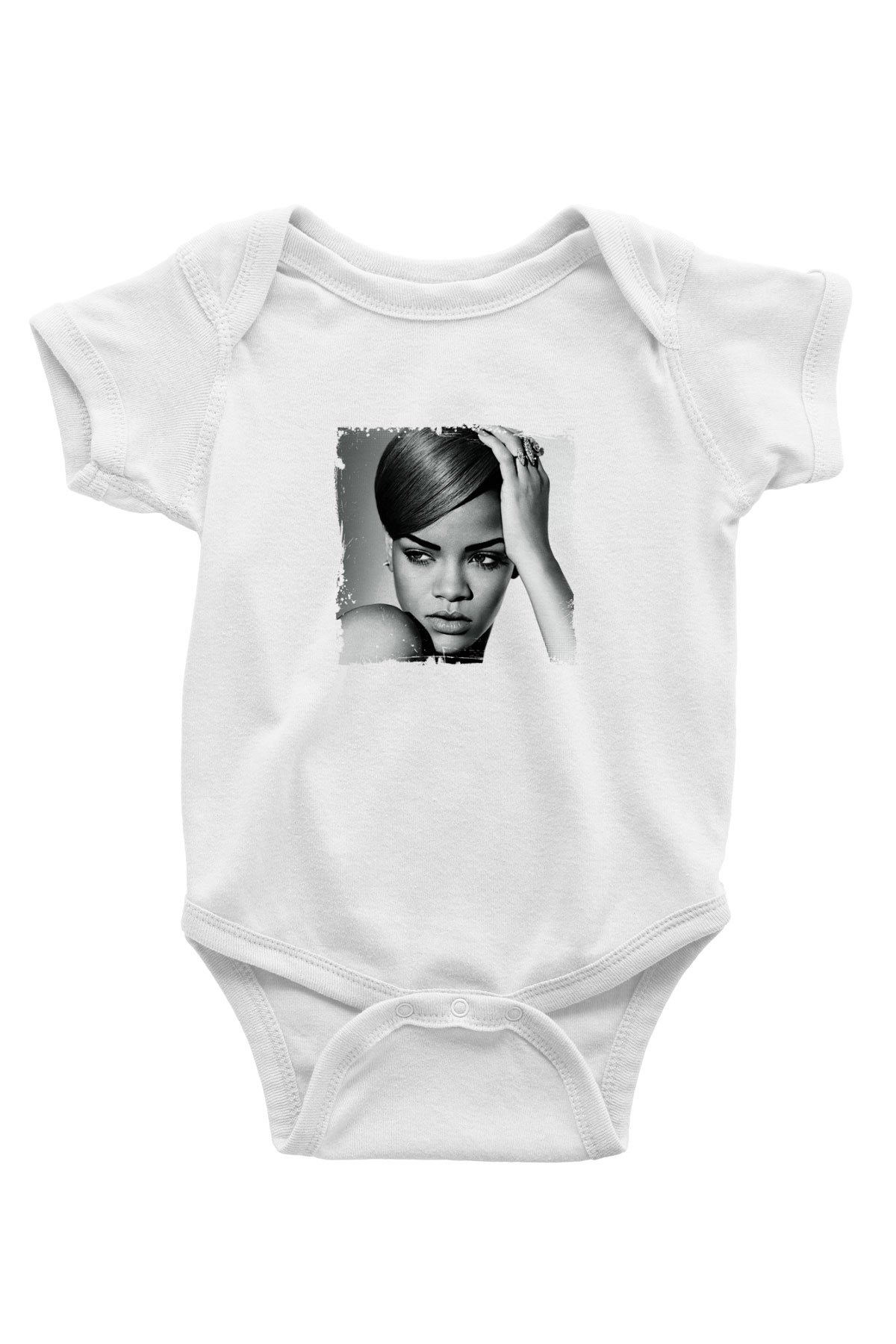 Rihanna Baskılı Unisex Beyaz Bebek Body - Zıbın