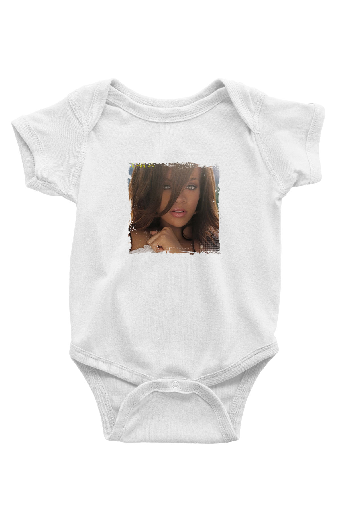 Rihanna Baskılı Unisex Beyaz Bebek Body - Zıbın