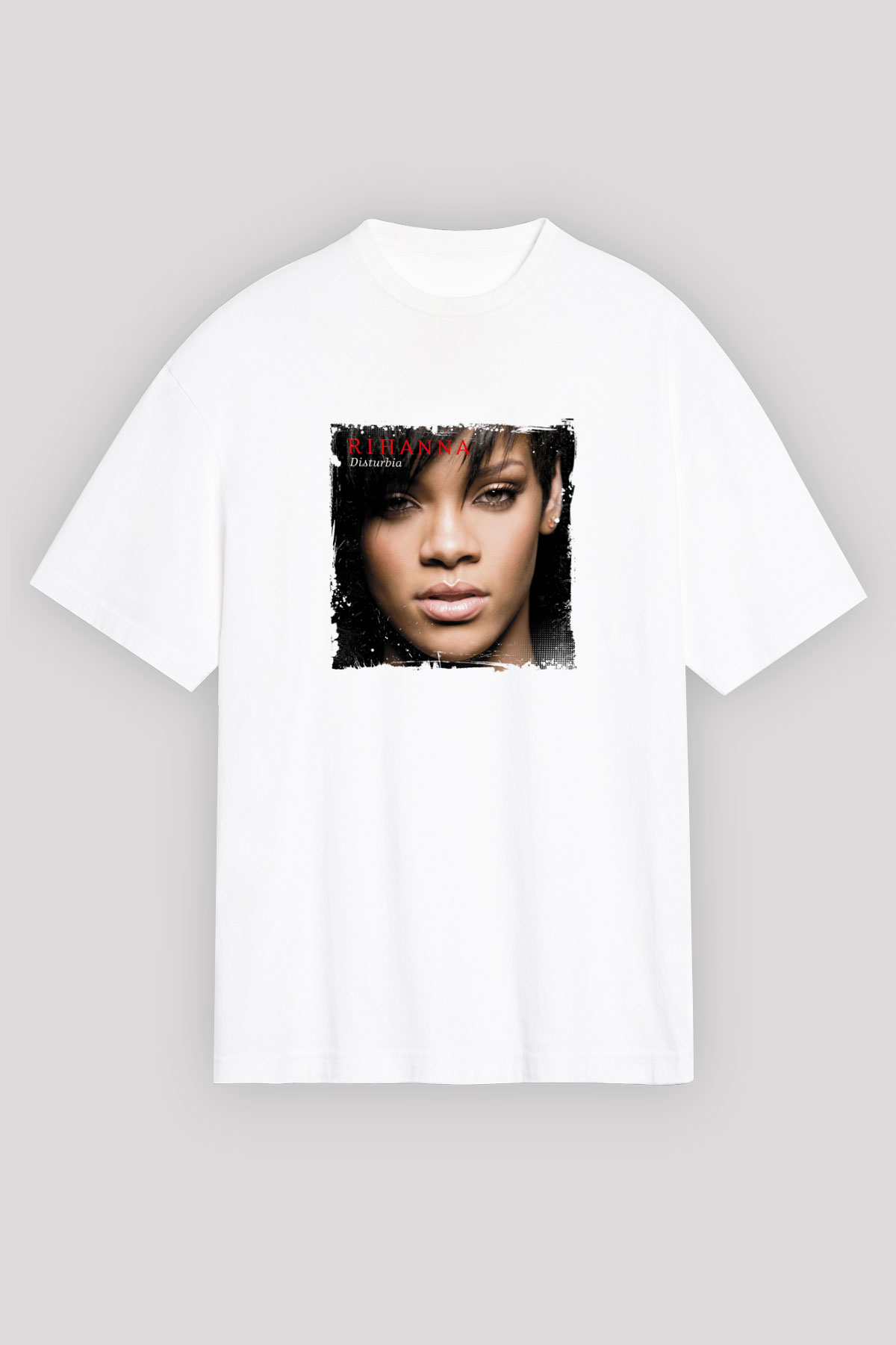 Rihanna Baskılı Unisex Beyaz Tişört