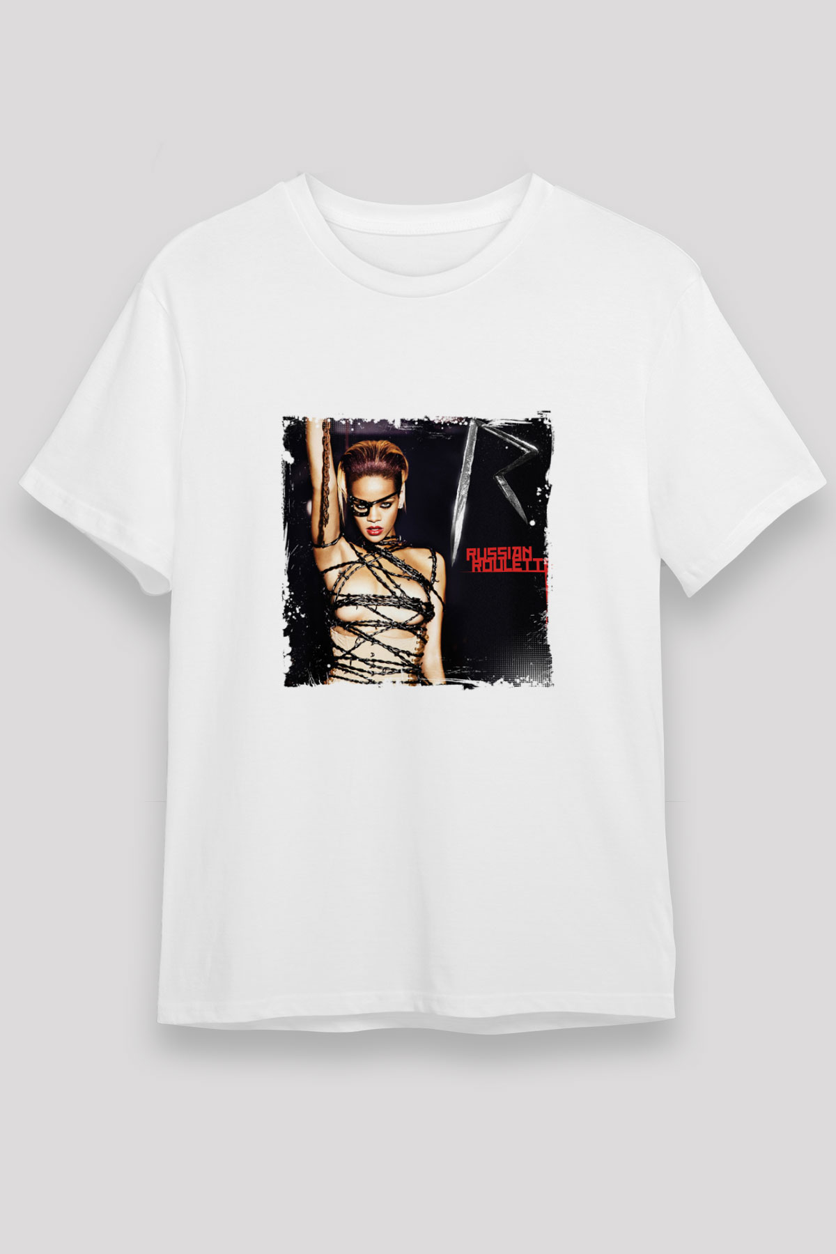 Rihanna Baskılı Unisex Beyaz Tişört