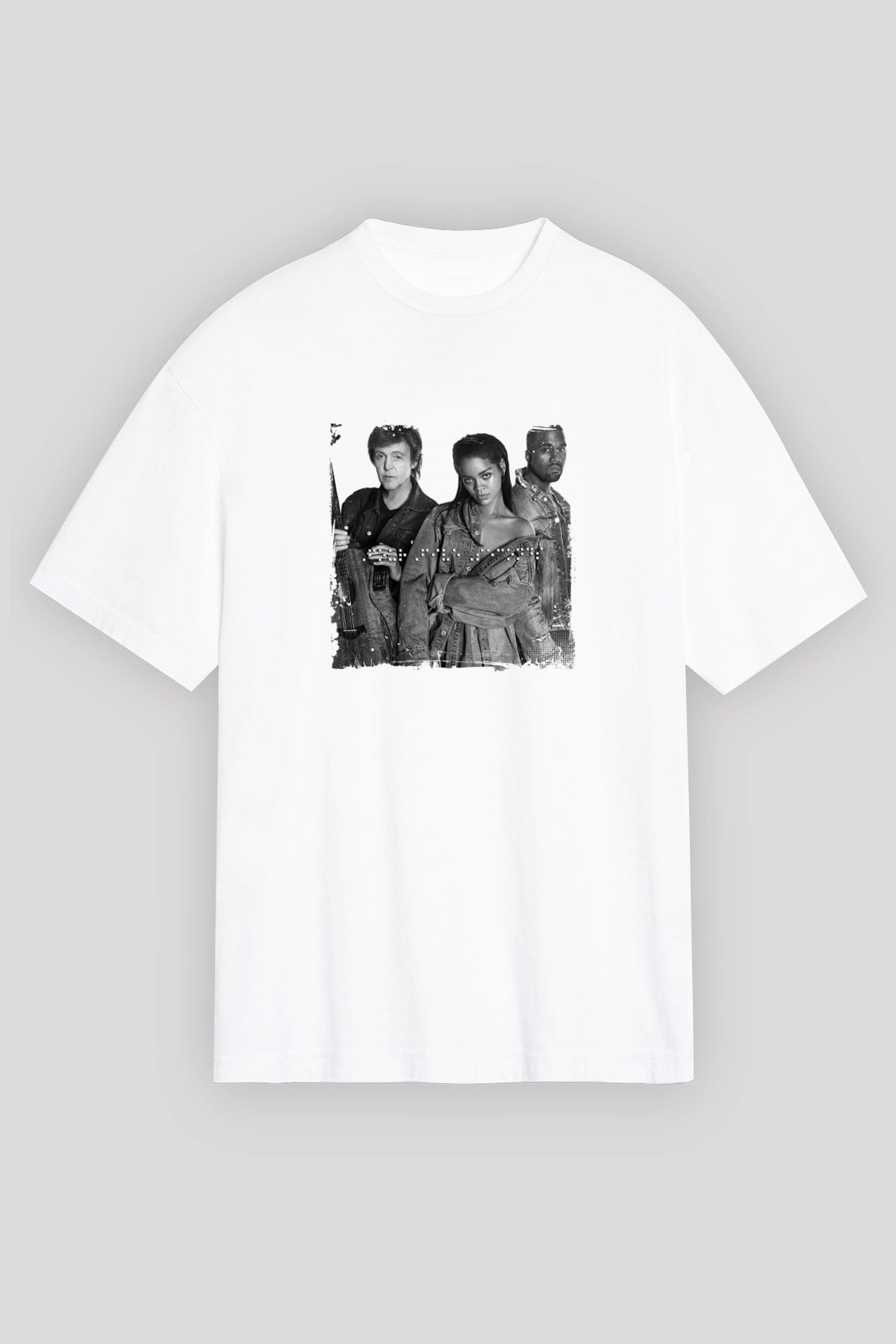 Rihanna Baskılı Unisex Beyaz Tişört