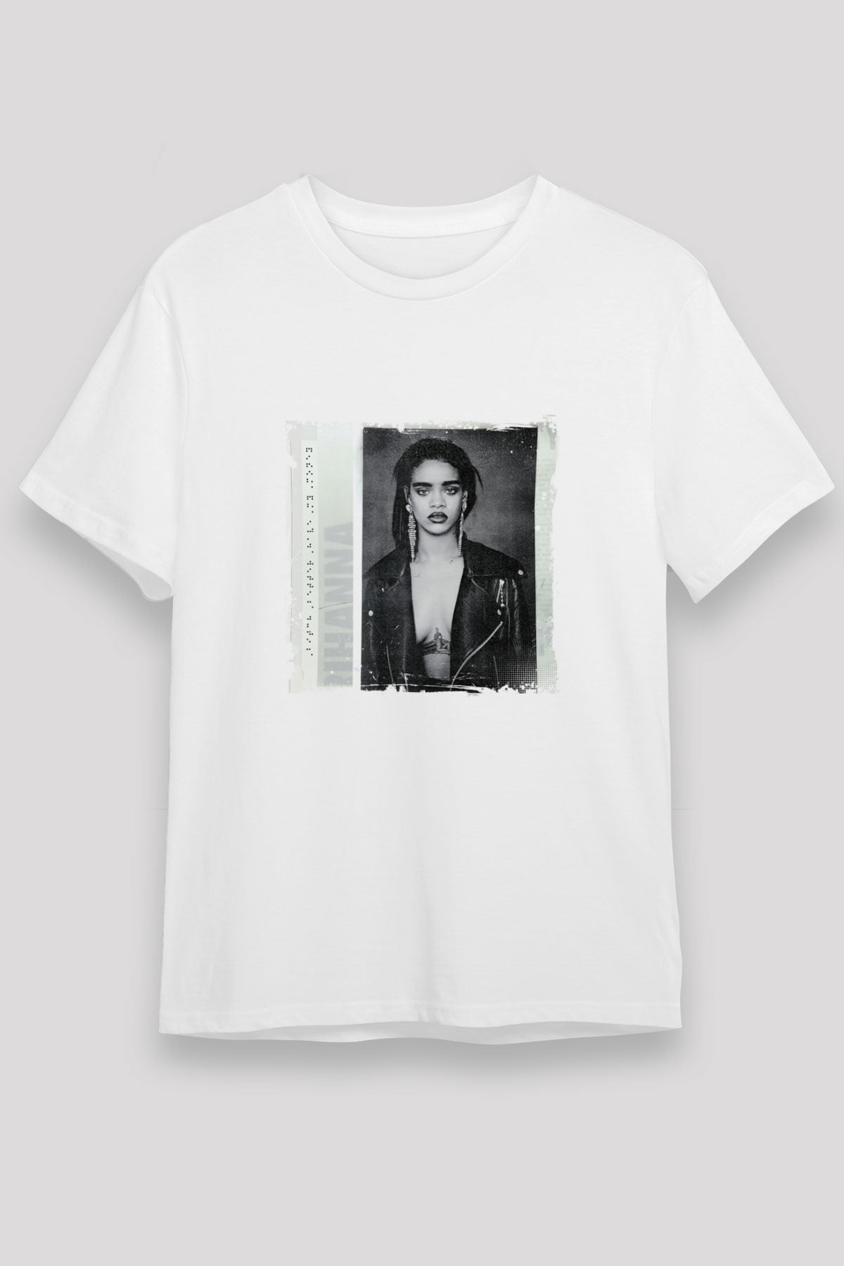 Rihanna Baskılı Unisex Beyaz Tişört