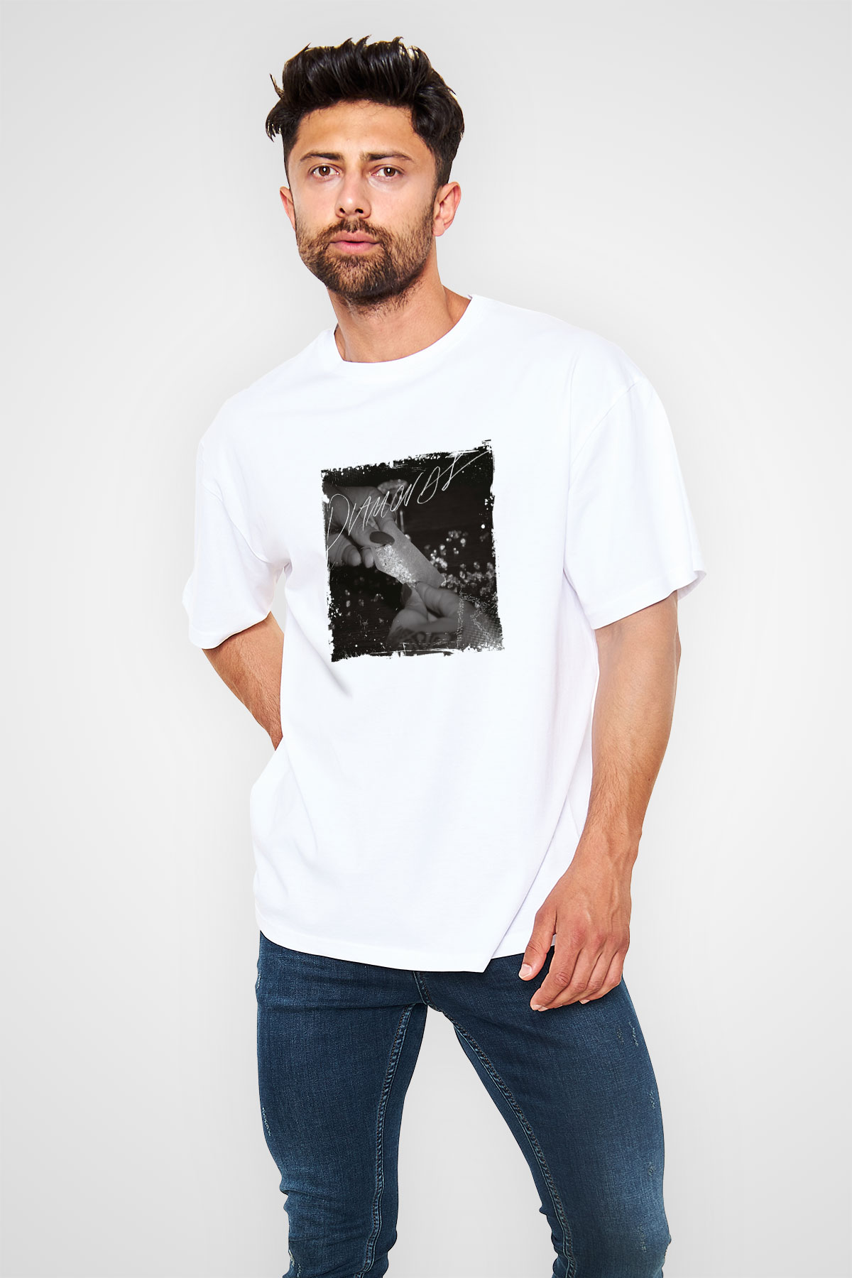 Rihanna Baskılı Unisex Beyaz Tişört