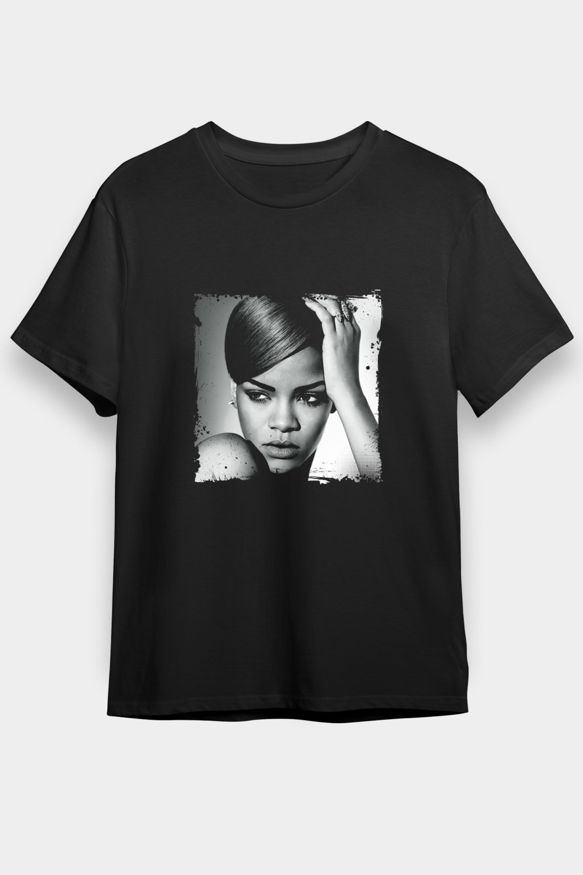 Rihanna Baskılı Unisex Siyah Tişört