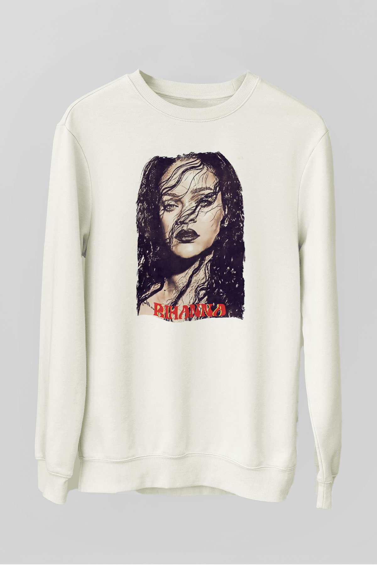 Rihanna Beyaz Unisex Sweatshirt