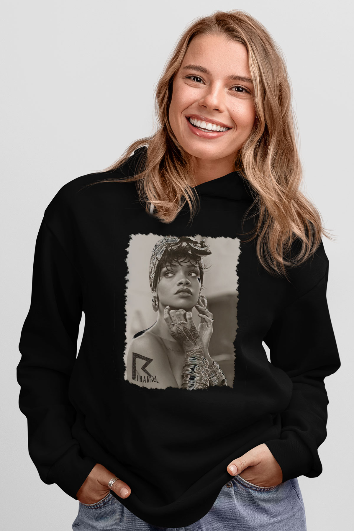 Rihanna Siyah Unisex Hoodie