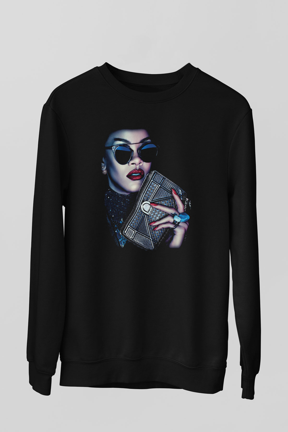 Rihanna Siyah Unisex Sweatshirt
