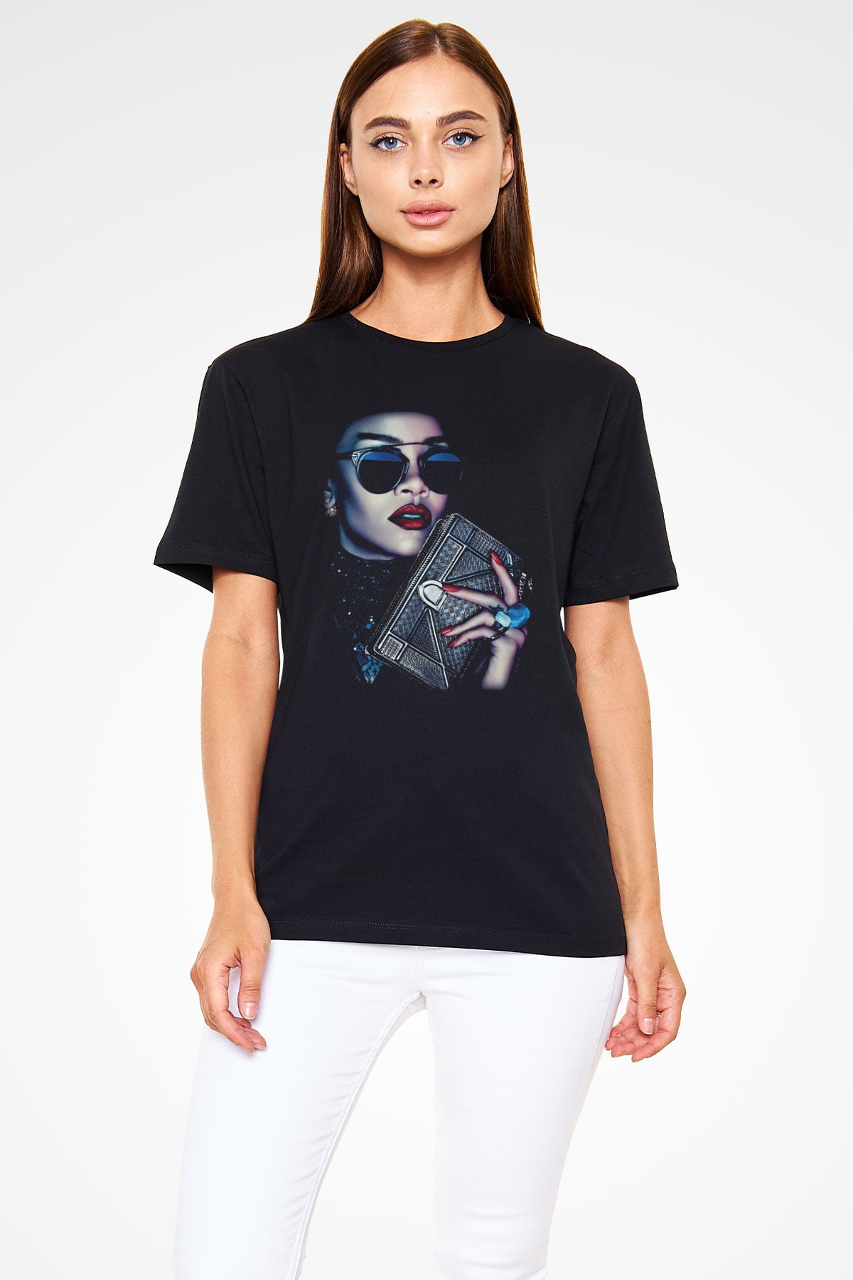 Rihanna Siyah Unisex Tişört T-Shirt - TişörtFabrikası