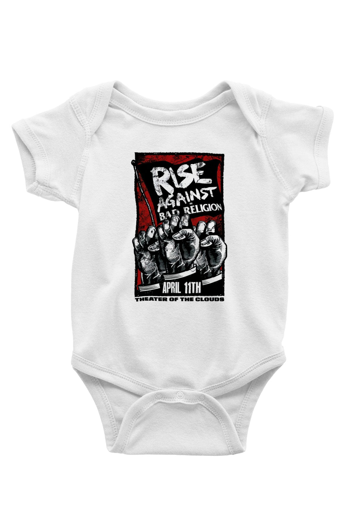 Rise Against Baskılı Beyaz Unisex Bebek Body - Zıbın