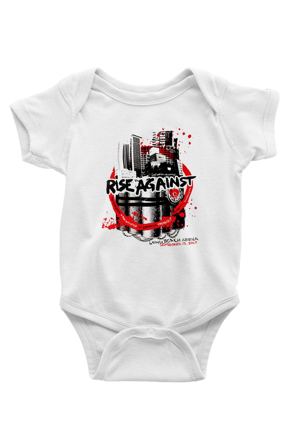 Rise Against Baskılı Beyaz Unisex Bebek Body - Zıbın