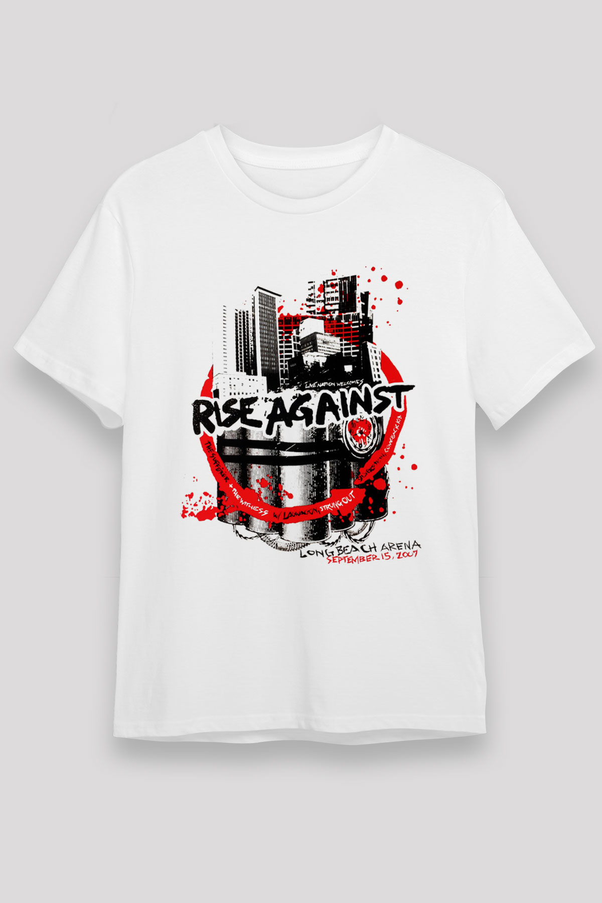 Rise Against Beyaz Unisex Tişört T-Shirt - TişörtFabrikası