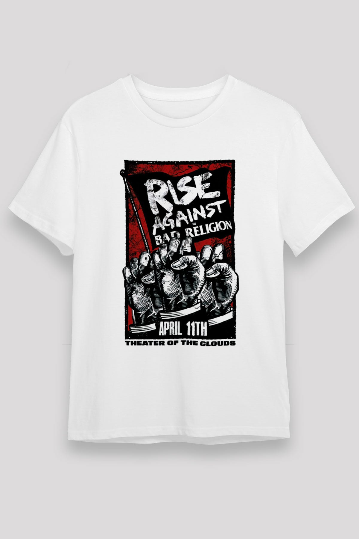 Rise Against Beyaz Unisex Tişört T-Shirt - TişörtFabrikası