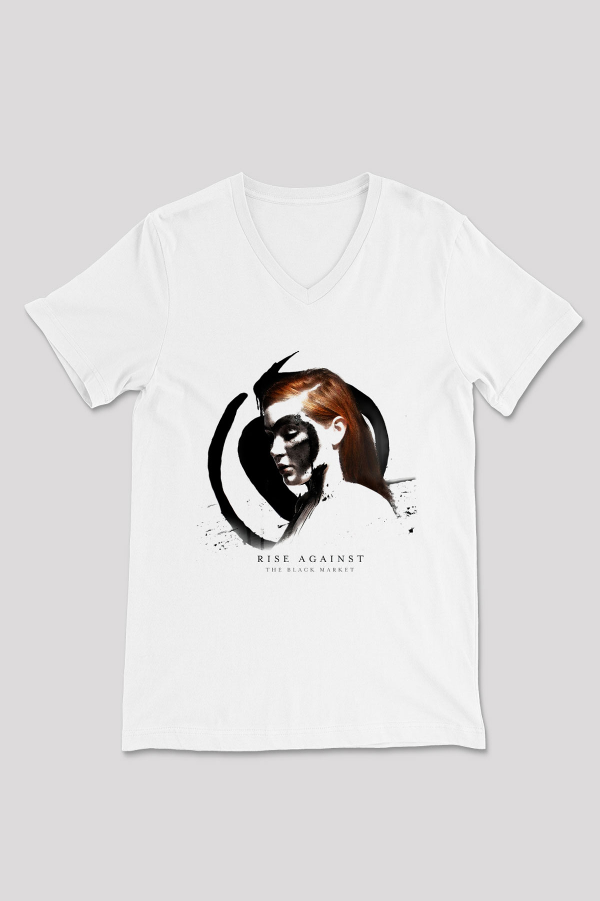 Rise Against Beyaz Unisex V Yaka Tişört T-Shirt