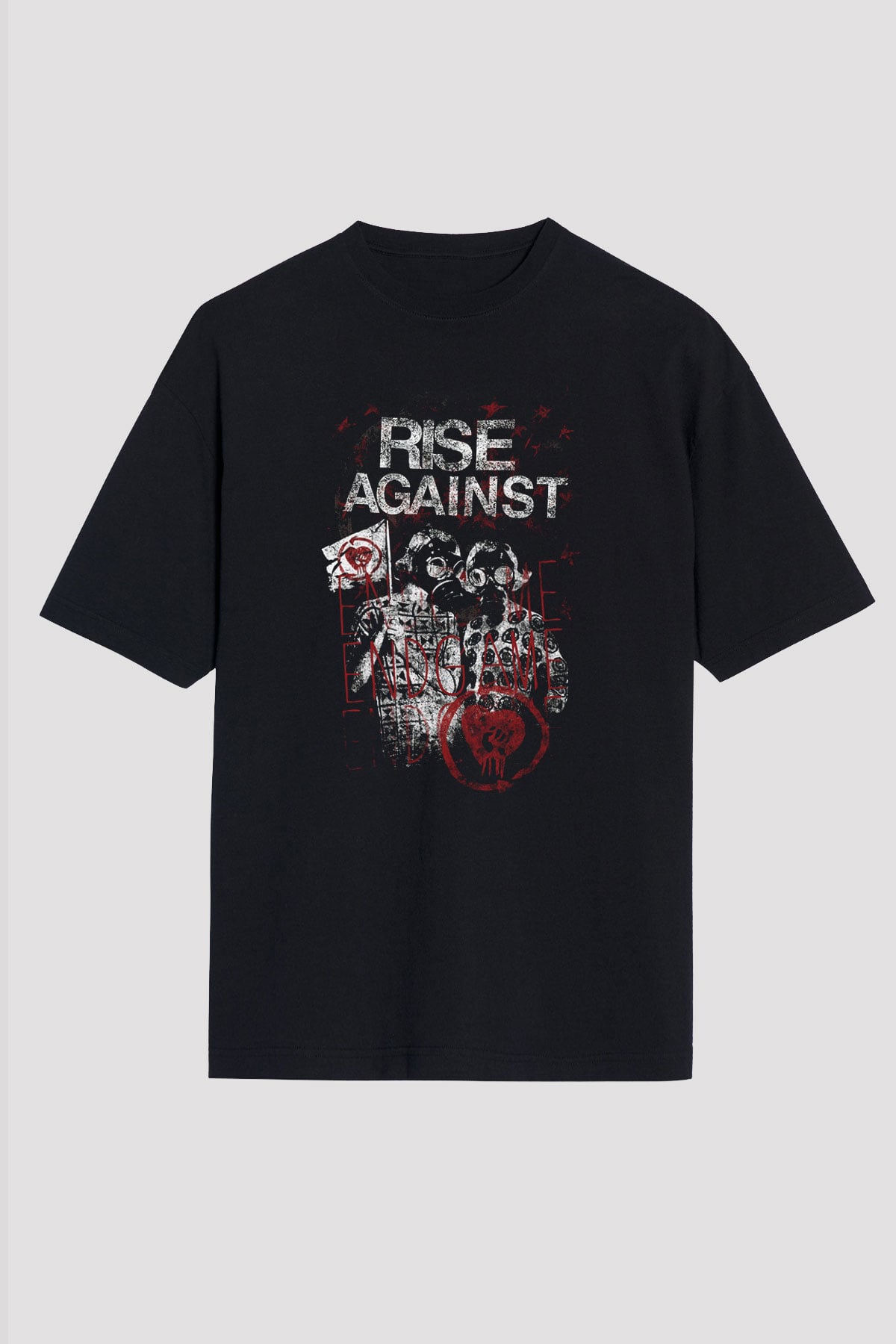 Rise Against Siyah Unisex Oversize Tişört T-Shirt