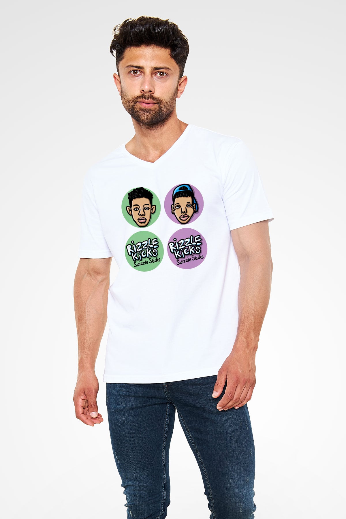 Rizzle Kicks Beyaz Unisex V Yaka Tişört
