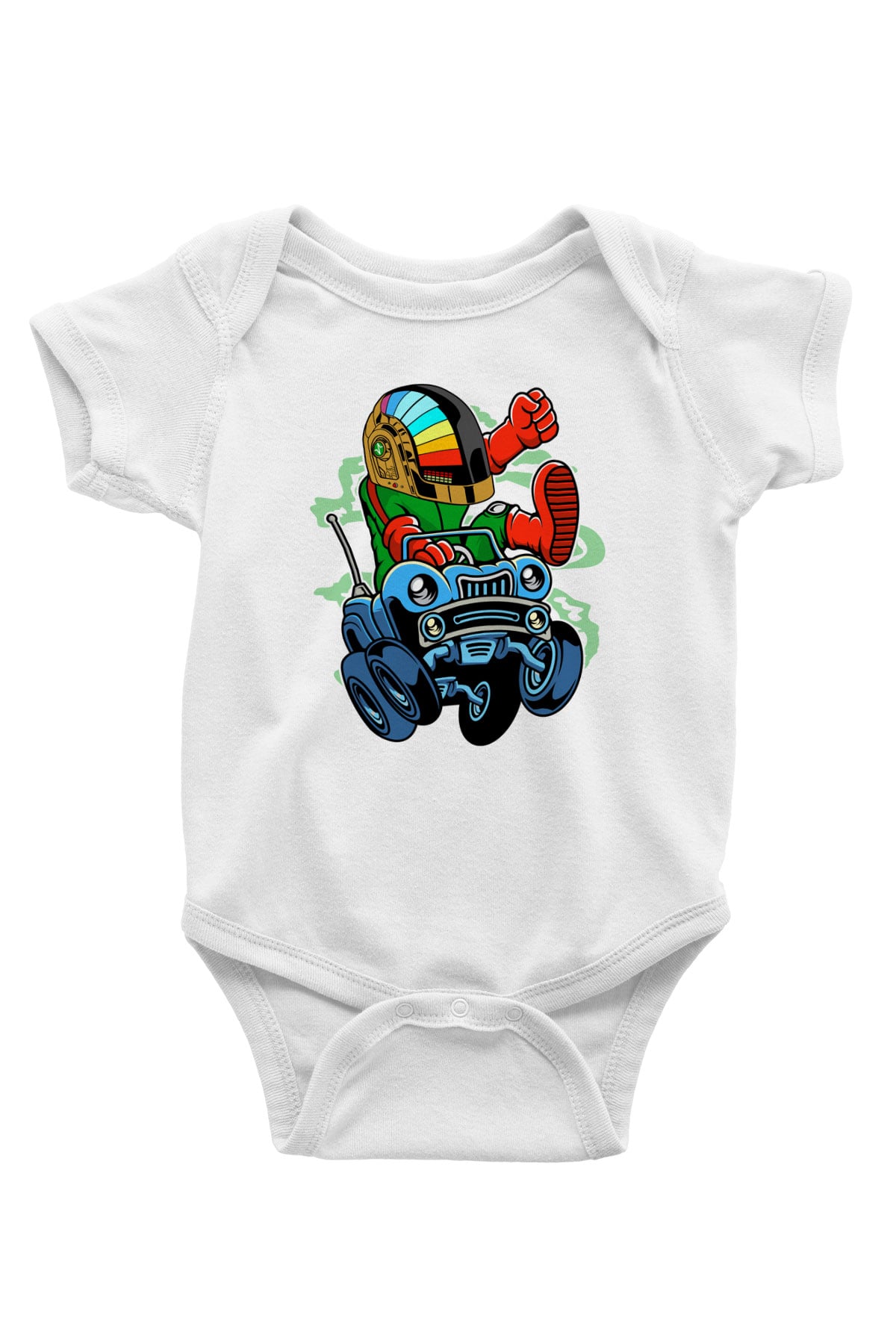 Road Daft Punk Baskılı Beyaz Unisex Bebek Body - Zıbın
