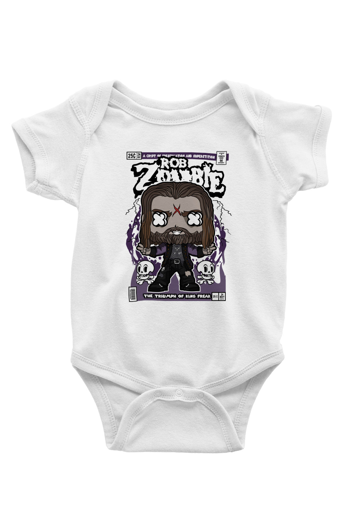 Rob Zombie Baskılı Unisex Beyaz Bebek Body - Zıbın