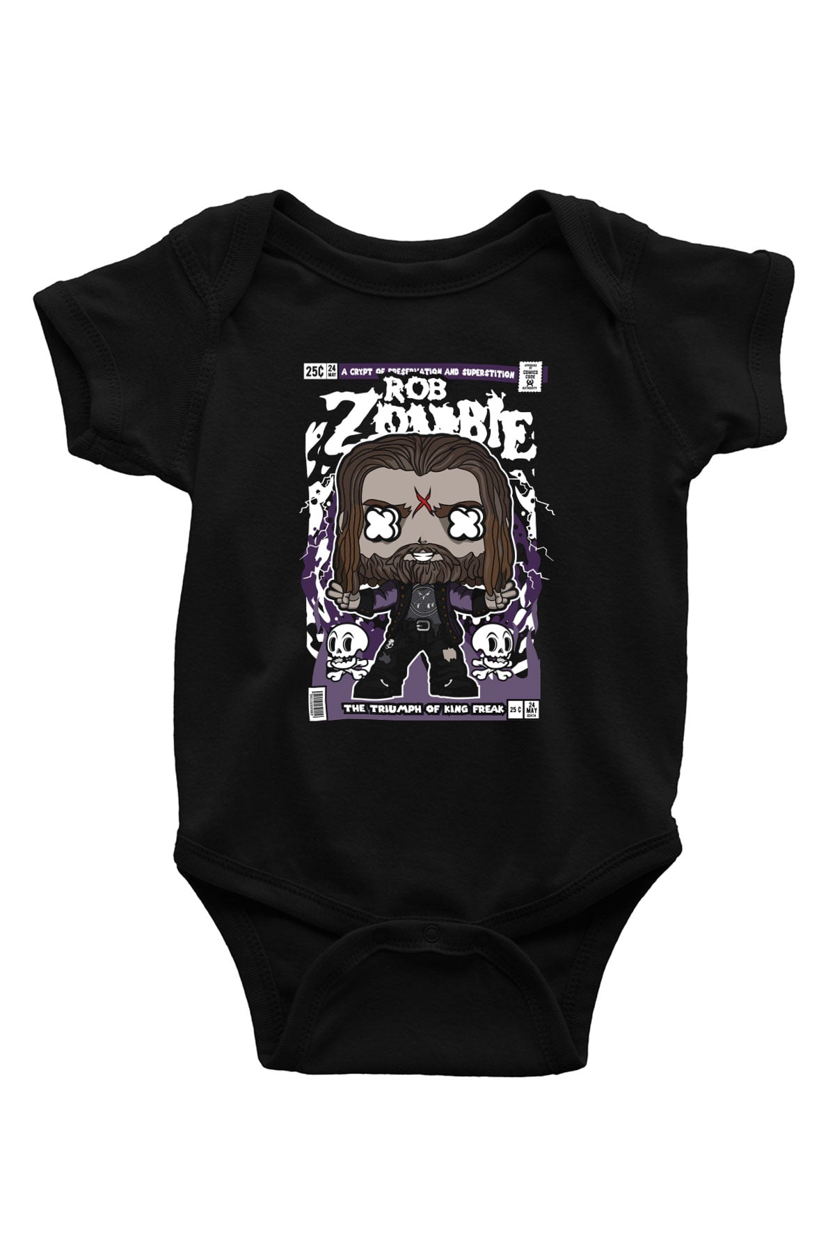 Rob Zombie Baskılı Unisex Siyah Bebek Body - Zıbın