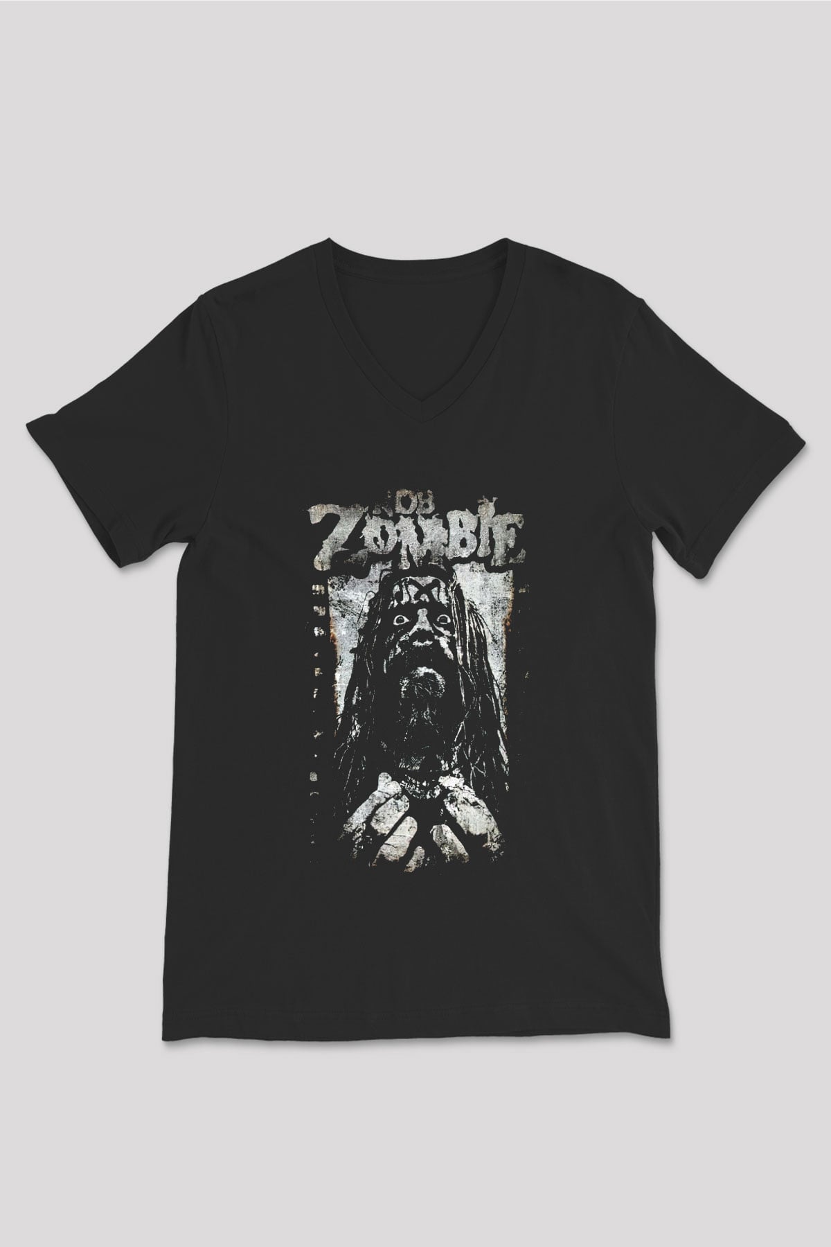 Rob Zombie Siyah Unisex V Yaka Tişört T-Shirt