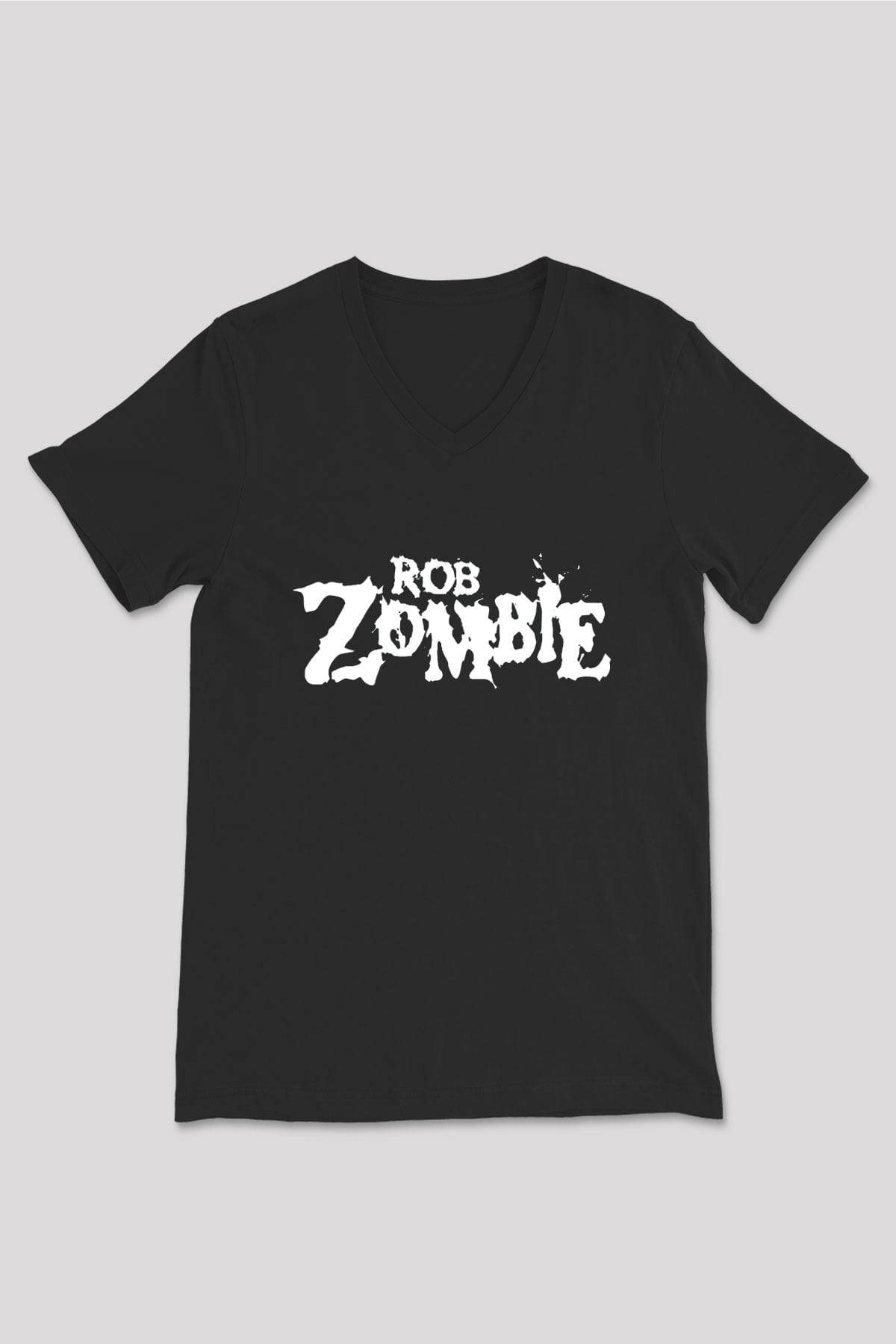 Rob Zombie Siyah Unisex V Yaka Tişört T-Shirt