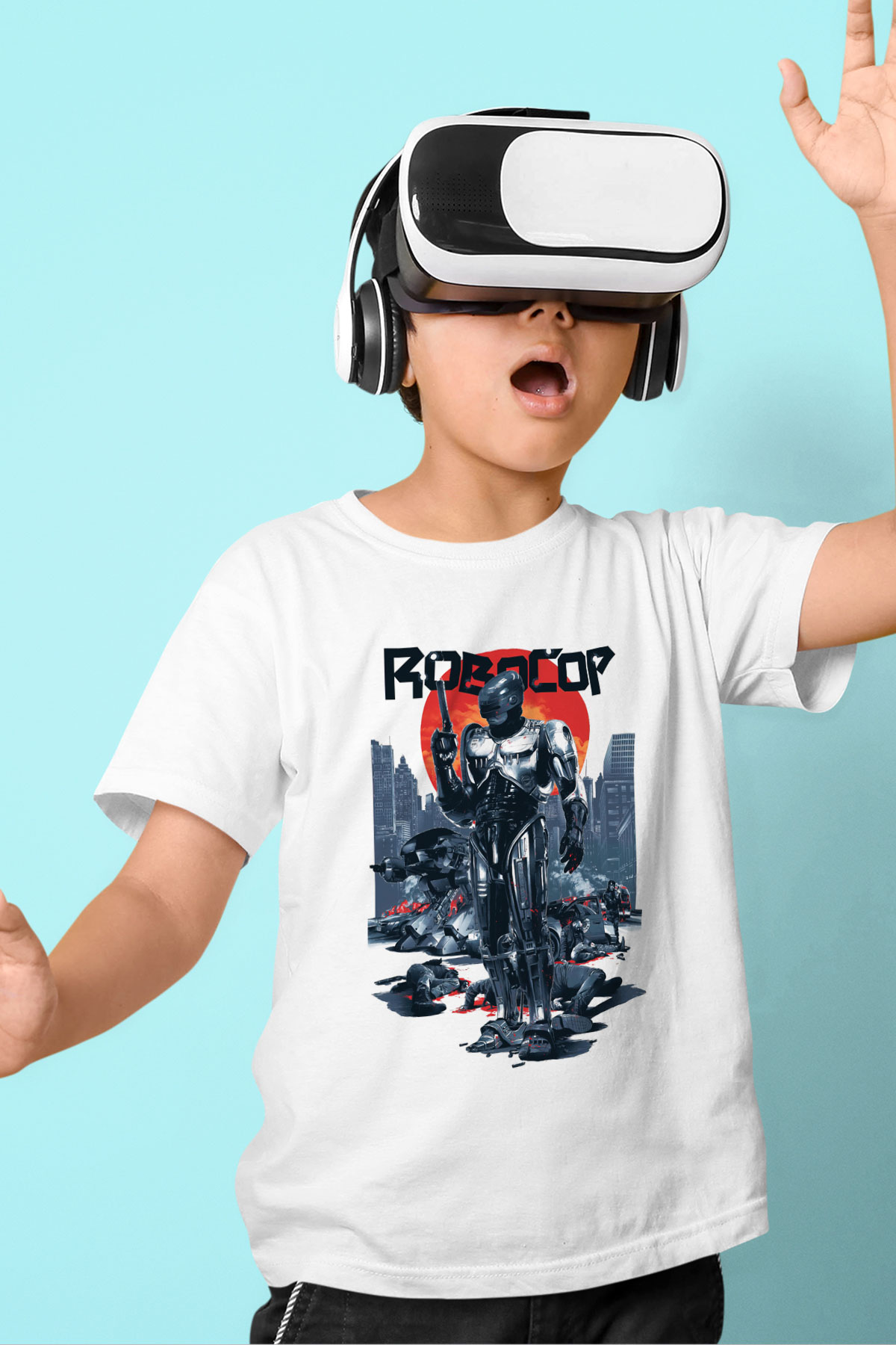 RoboCop Baskılı Beyaz Unisex Çocuk Tişört