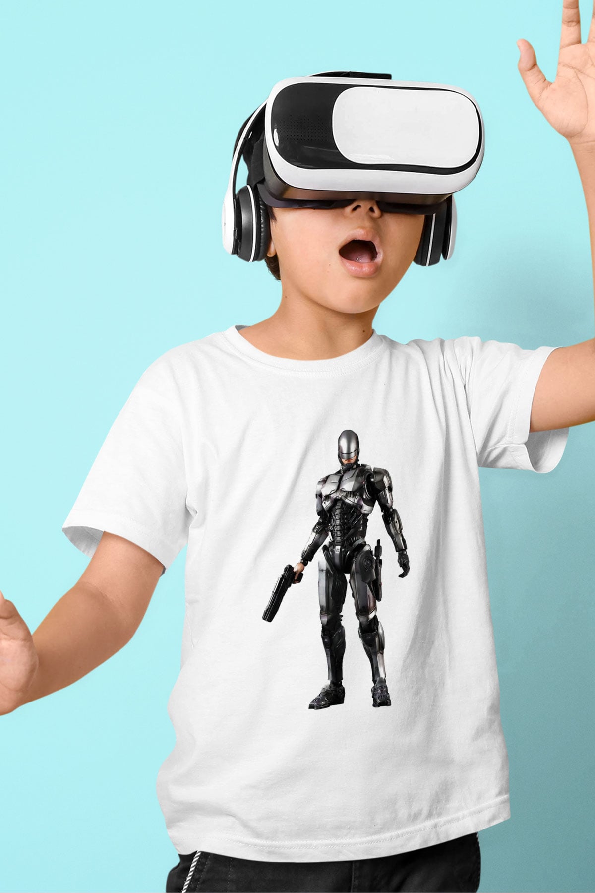RoboCop Baskılı Beyaz Unisex Çocuk Tişört