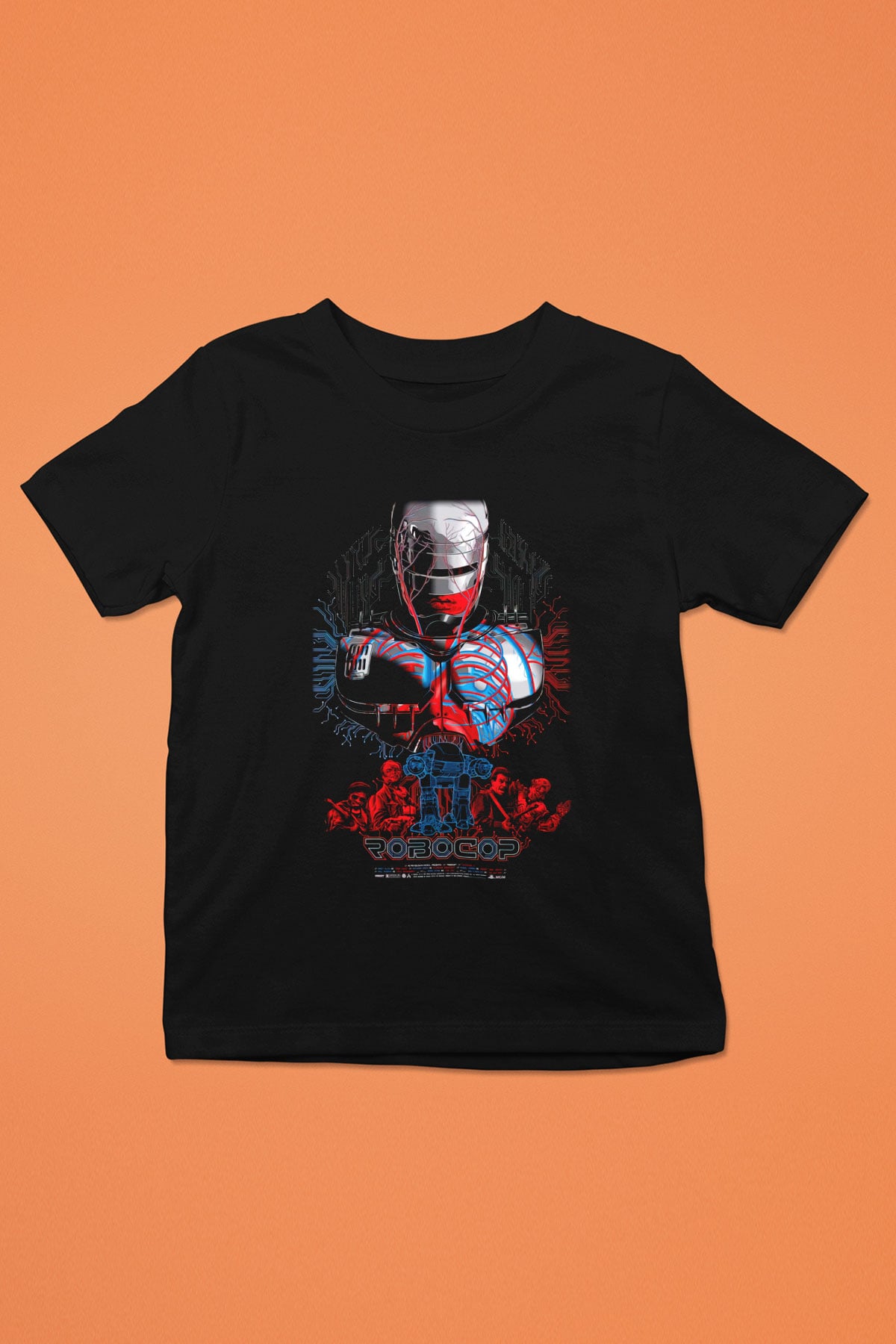 RoboCop Baskılı Siyah Unisex Çocuk Tişört