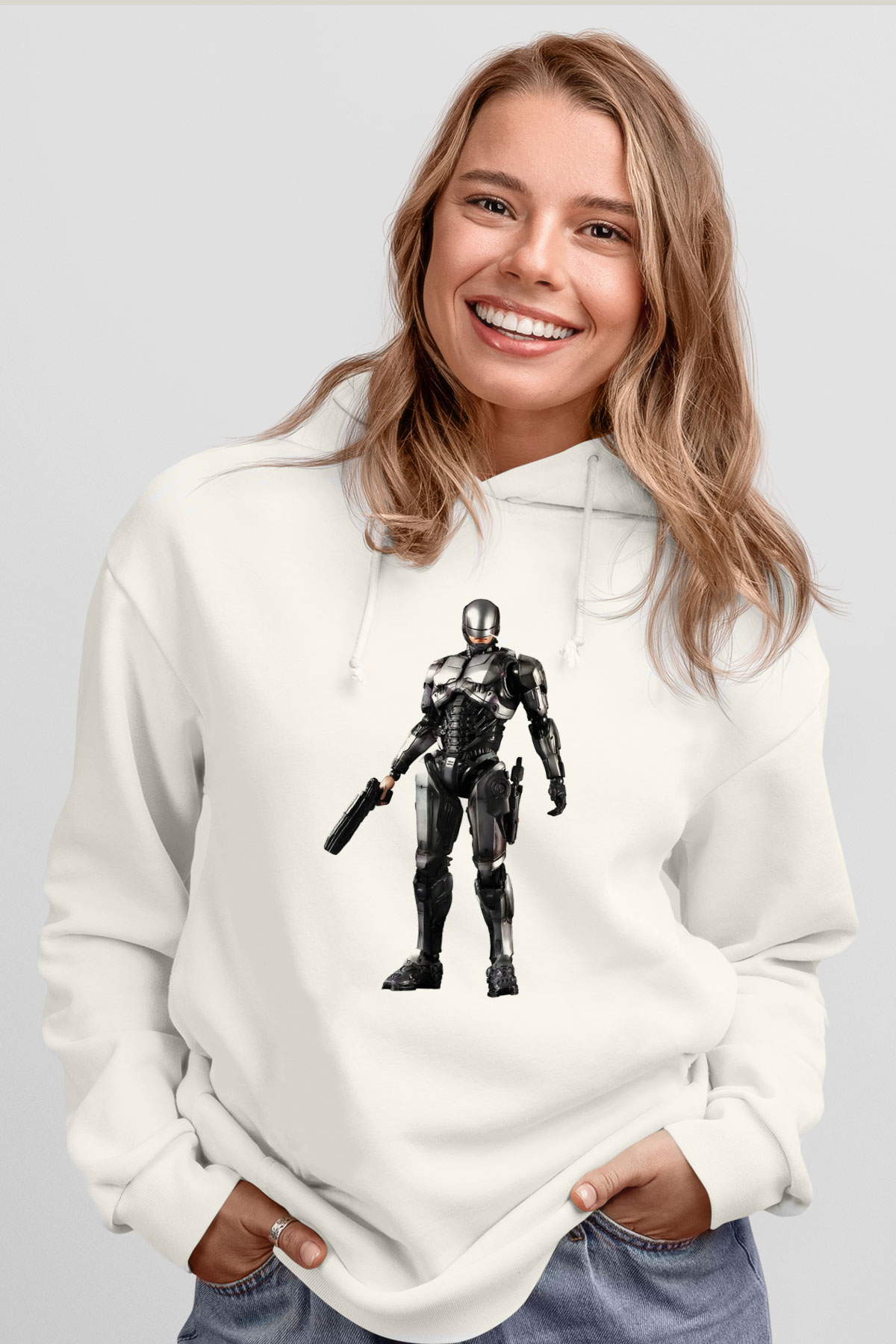 RoboCop Beyaz Unisex Hoodie