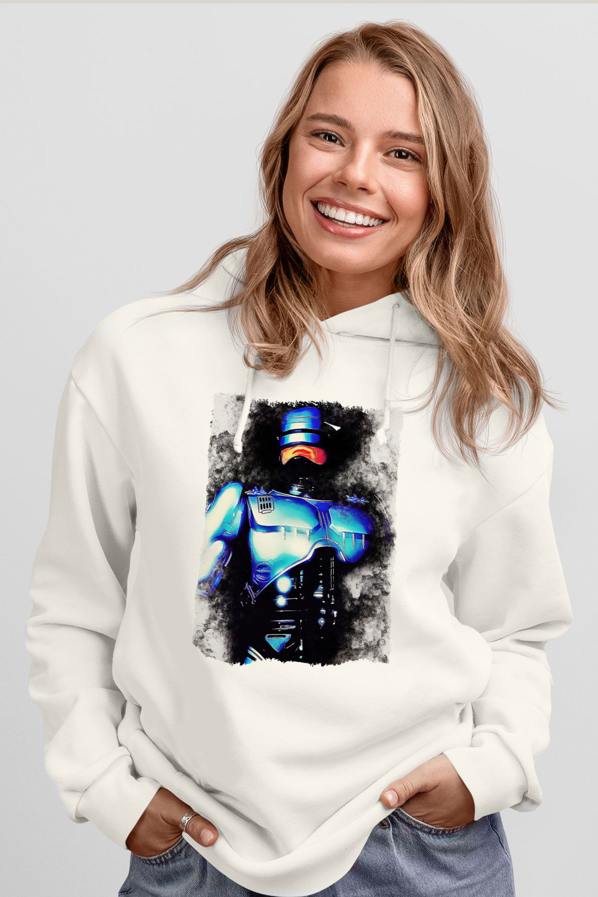 RoboCop Beyaz Unisex Hoodie