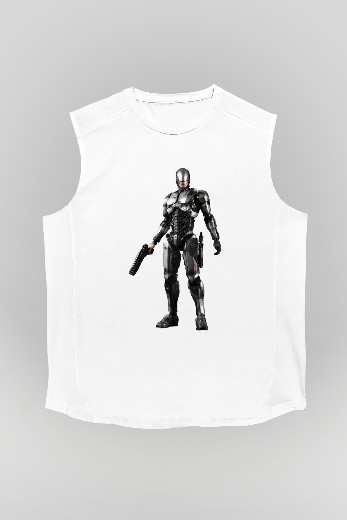 RoboCop Beyaz Unisex Kolsuz Tişört