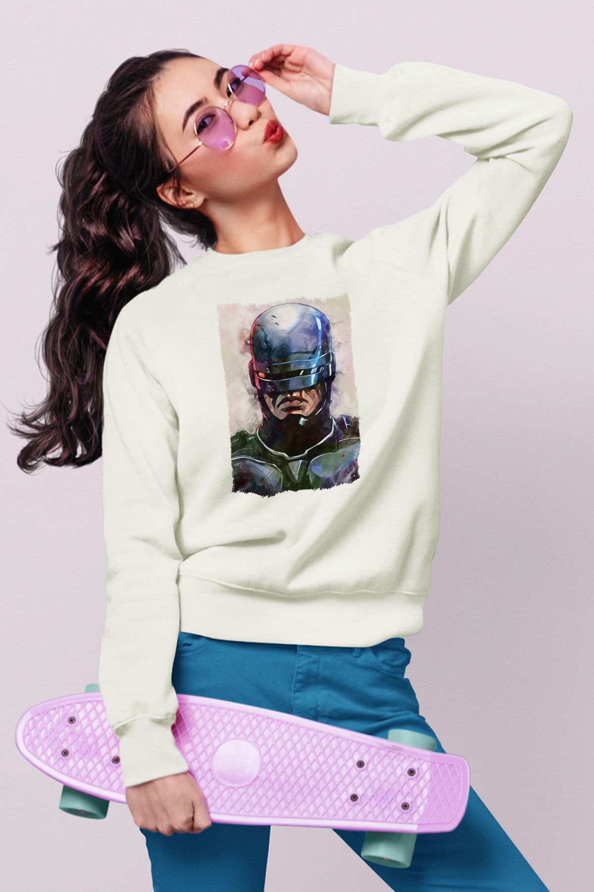 RoboCop Beyaz Unisex Sweatshirt